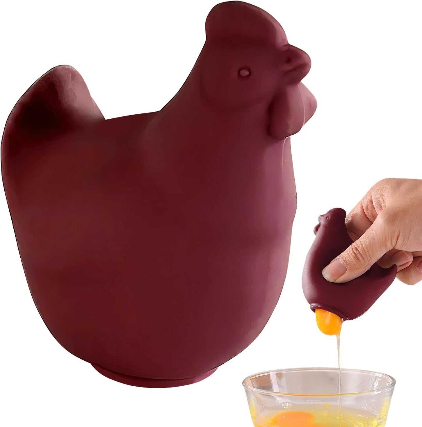 Egg Yolk Separator, Egg Strainer, Silicone Filter Gadgets for Home Baking Chef Outdoor Cooking Restaurant Most Bowl Sizes - Dark Red image number 3