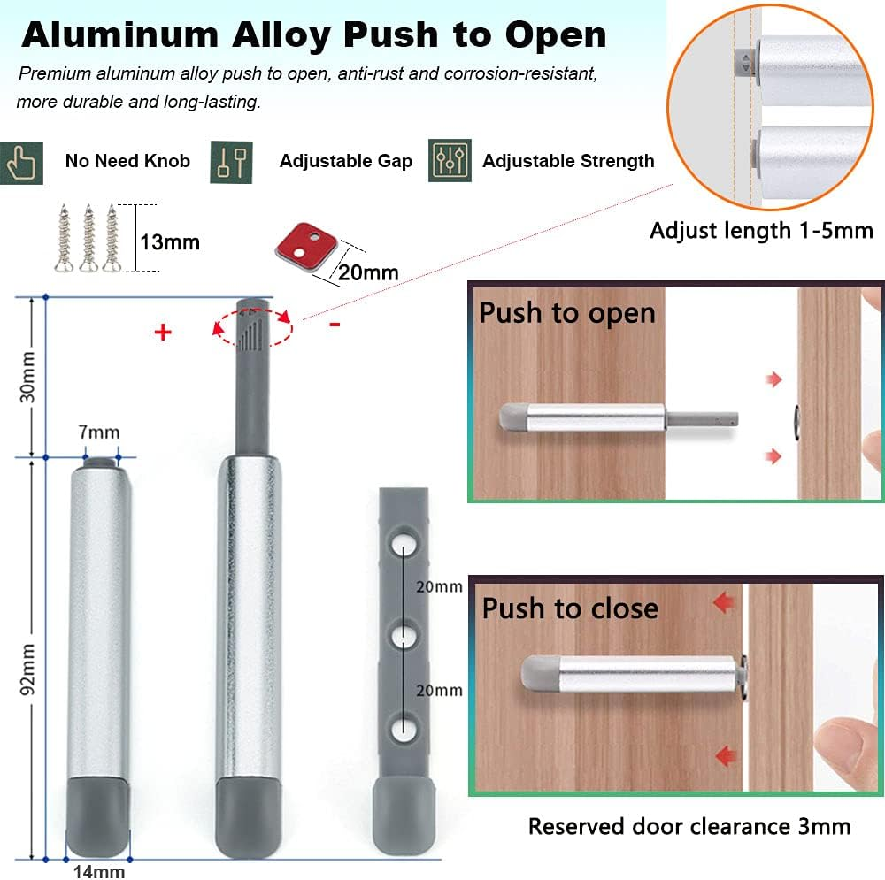 Magnetic Push Latches for Cabinet 16 Pack Drawer Push to Open Door Latch Heavy Duty Touch Latch Hardware Push Release Latch and Catch RV Closet Magnet Press to Open Kitchen Cupboard Strong Pop Out image number 7