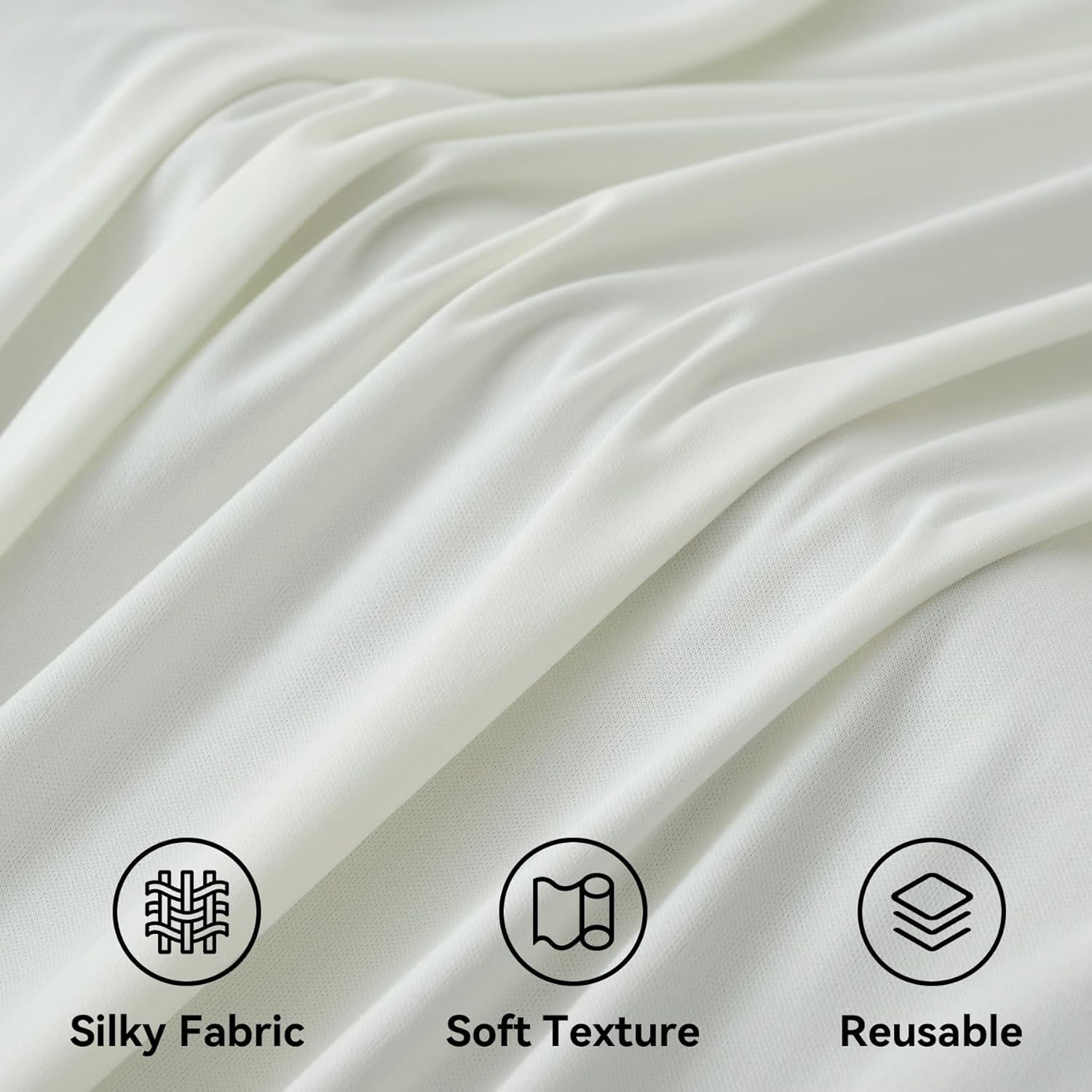 50X14Ft Ivory Backdrop Curtains for Parties, Wrinkle Free Polyester Ivory Photo Backdrop Drapes 10 Panels 14 Ft Long Back Drop Cloth for Wedding Birthday Photography Background Party image number 6