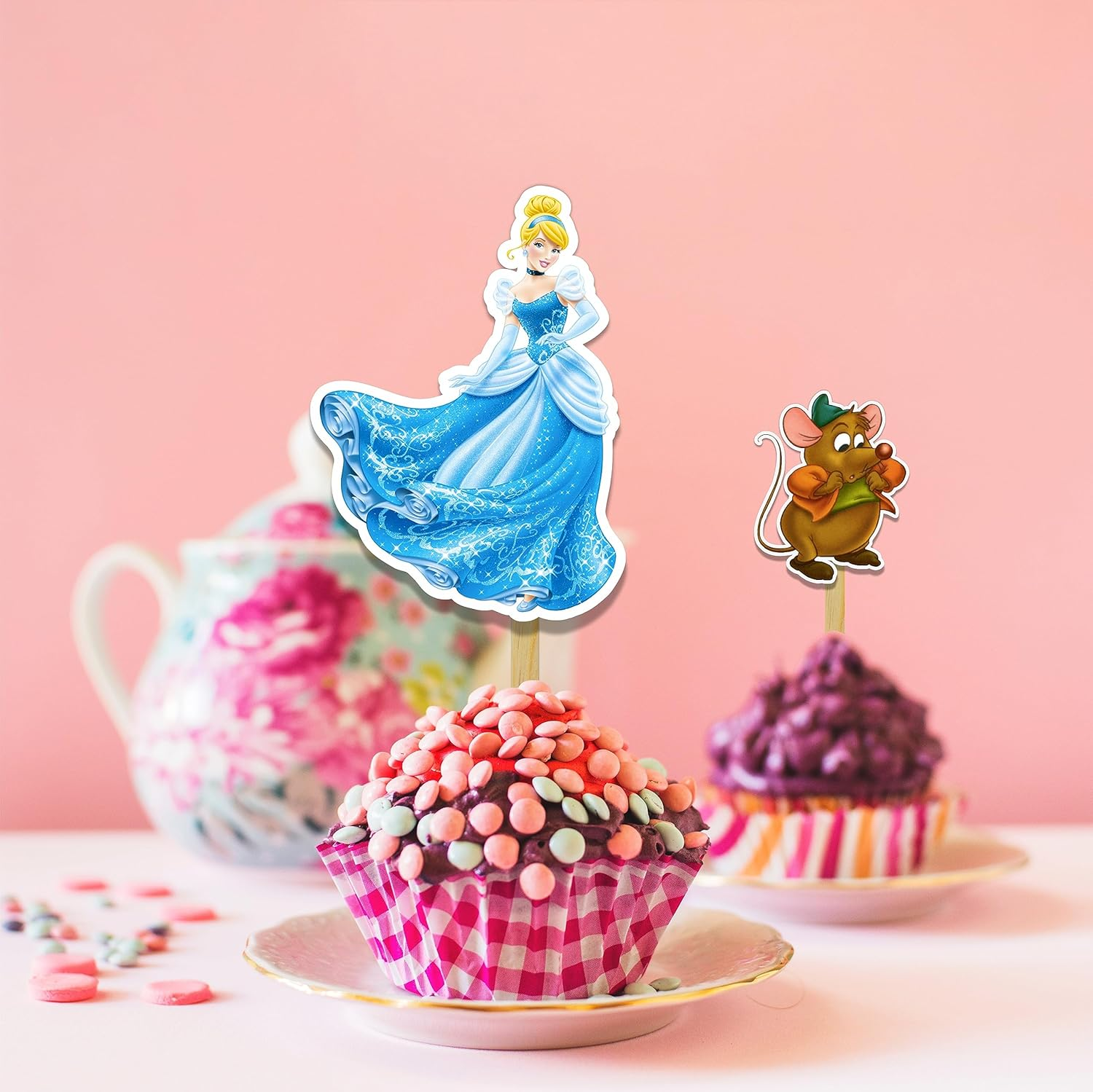 Seyal Cnderela-Themed Happy Birthday Cake Topper &ndash; Sparkling Party Decoration for Girls, Kids, Fairytale Theme, or Royal Birthday Celebration Cake Decor image number 3