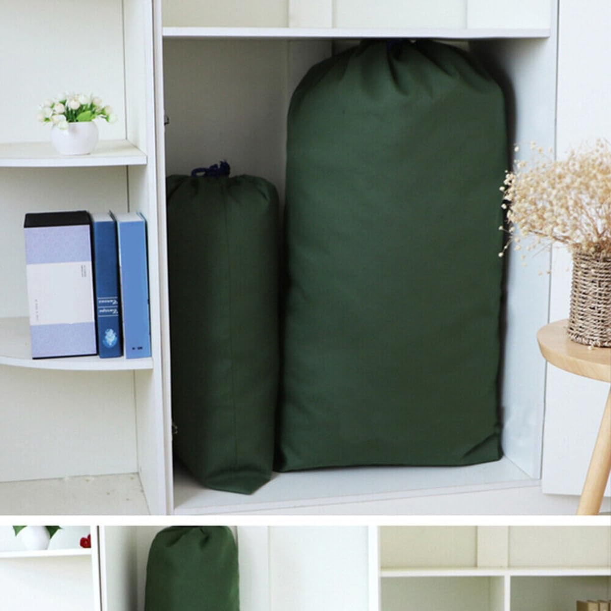 AIMALL Large Canvas Drawstring Bag, Multi-Purpose Storage Pouch, Army Green, Dirt-Proof, Available in Two Sizes: 29.1X47.2 Inches or 18.9X31.5 Inches image number 1