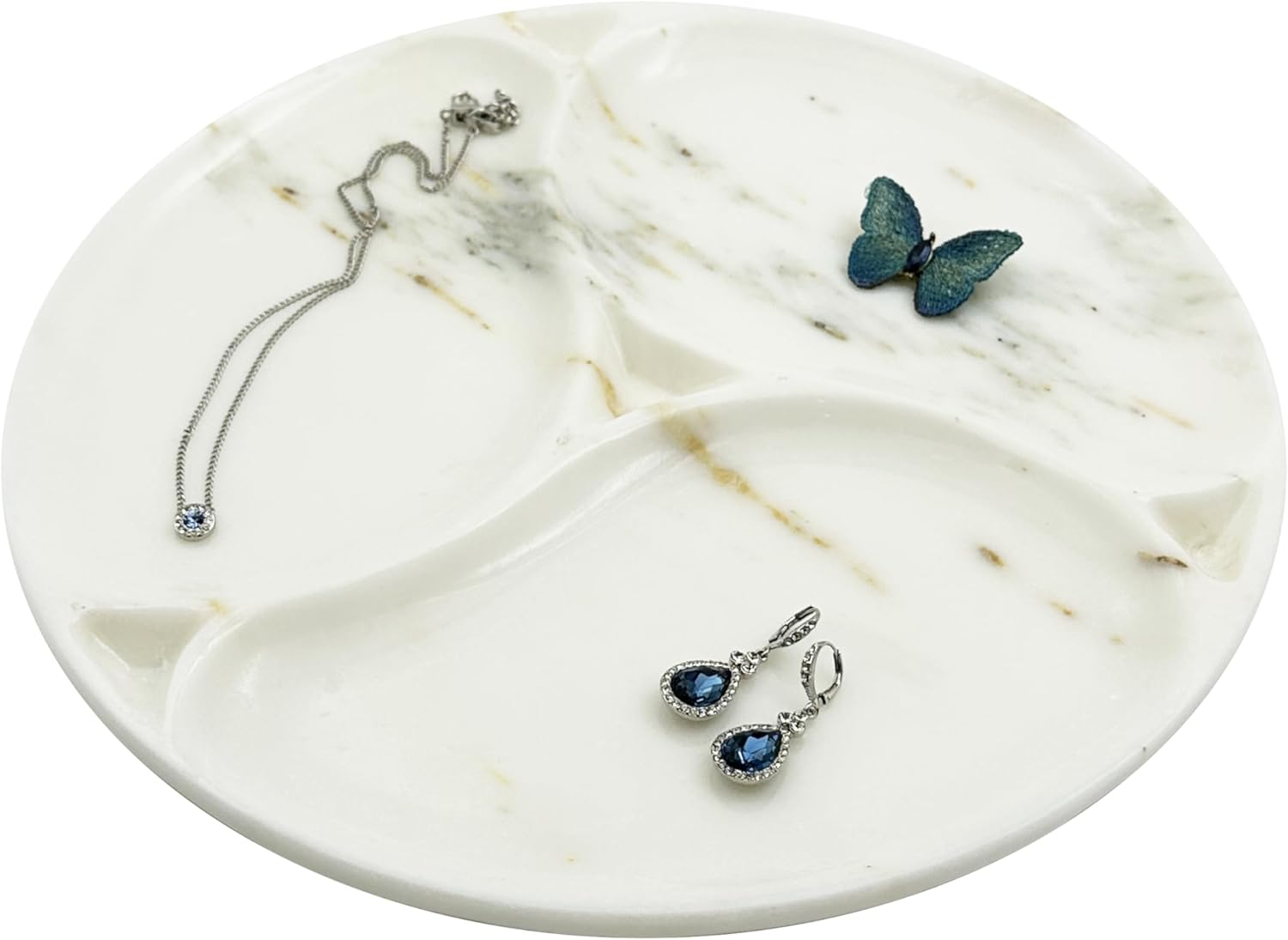 Marmor 100% Natural Marble Bathroom Tray for Perfume, Candles, Jewelry Stone Vanity, Bathroom & Kitchen Counter Organizer and Home Decor (Calacatta Gold Marble Grid Plate)