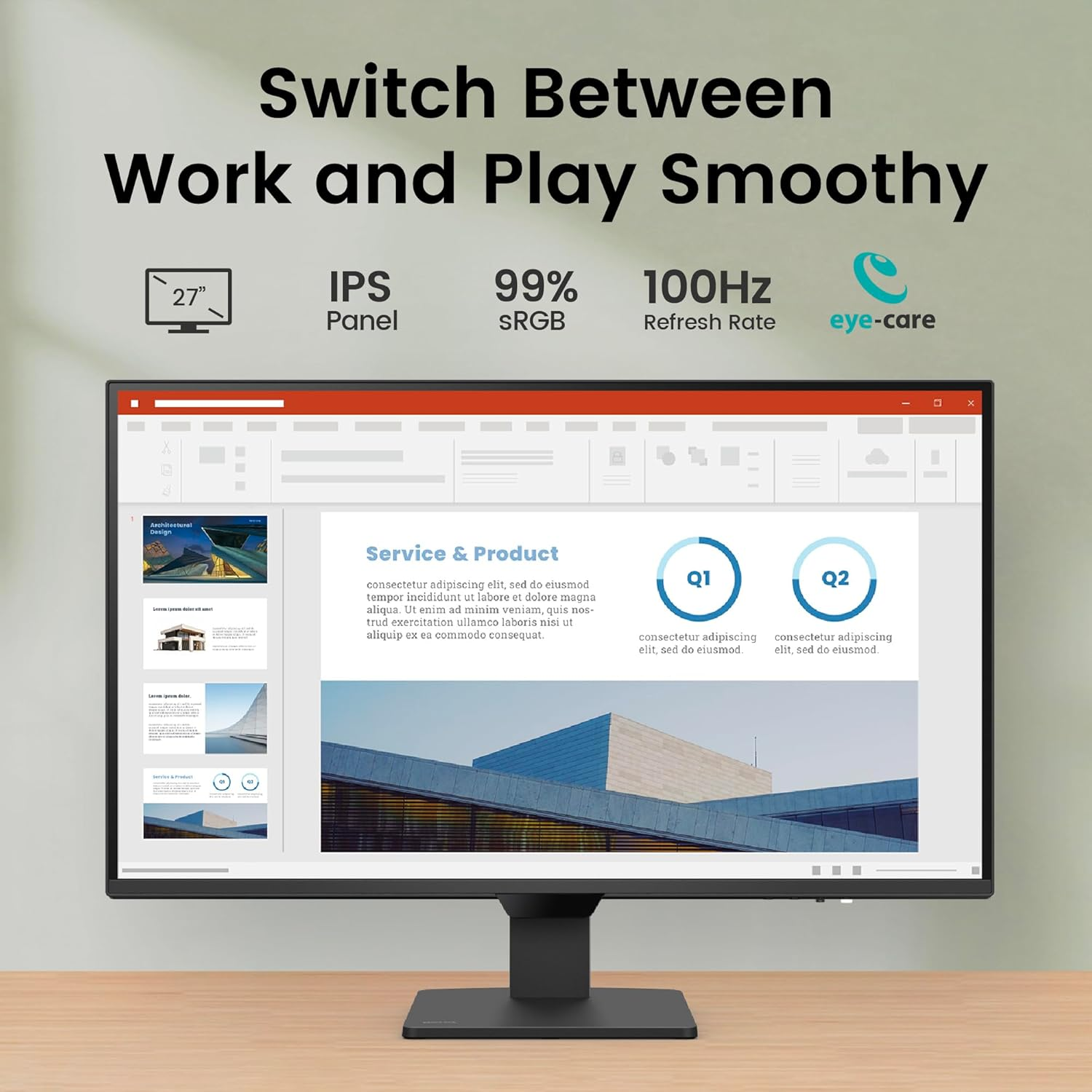 Benq GW2790Q 27&rdquo; 2K QHD 100Hz IPS Eye-Care Monitor, HDMI, DP, Eyesafe image number 2