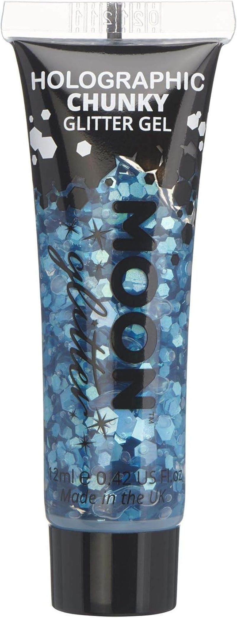Holographic Chunky Face & Body Glitter Gel by Moon Glitter - 12Ml - Black - Glitter Face Paint
