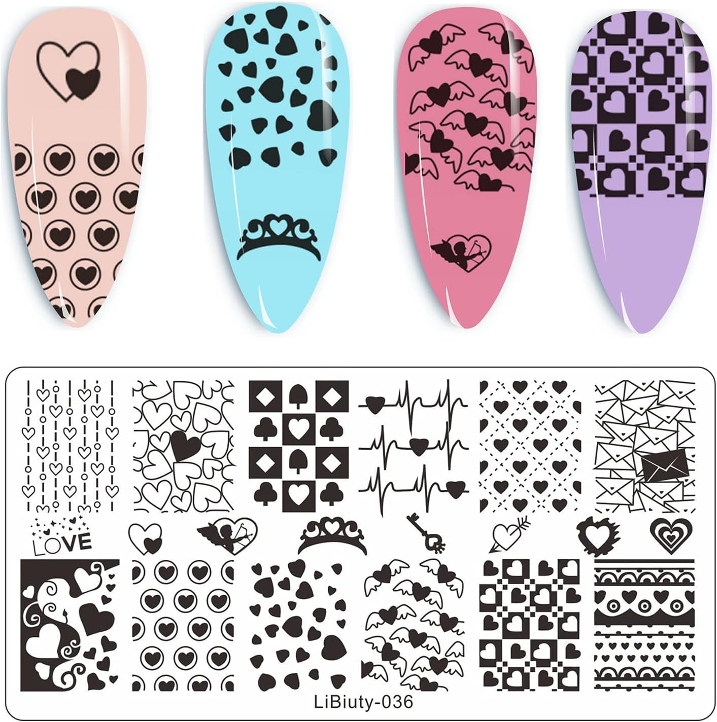 JEEWHEET 6 Nail Art Stamping Plates with Stamper and Scraper - Flowers, Geometric Patterns Nail Template for Nail Salon Designs - Nail Image Stamp Plates Manicure Templates Nail Art Tools image number 2