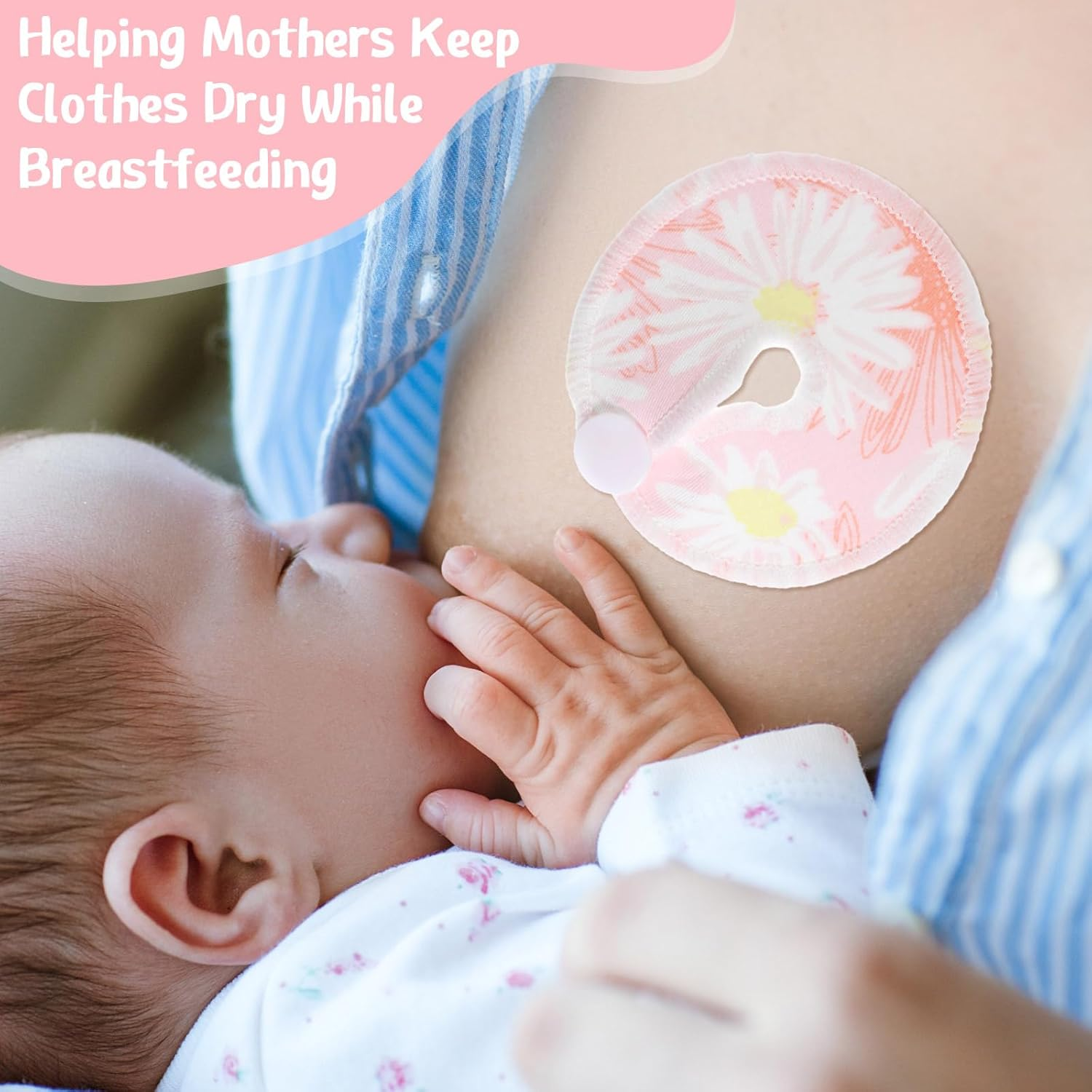 Yungyan 24 Pieces G Tube Covers Reusable Feeding Button Pads Soft G J Tube Button Covers Washable Nursing Breast Pads for Kid Baby Breastfeeding Care Supplies(Floral) image number 4