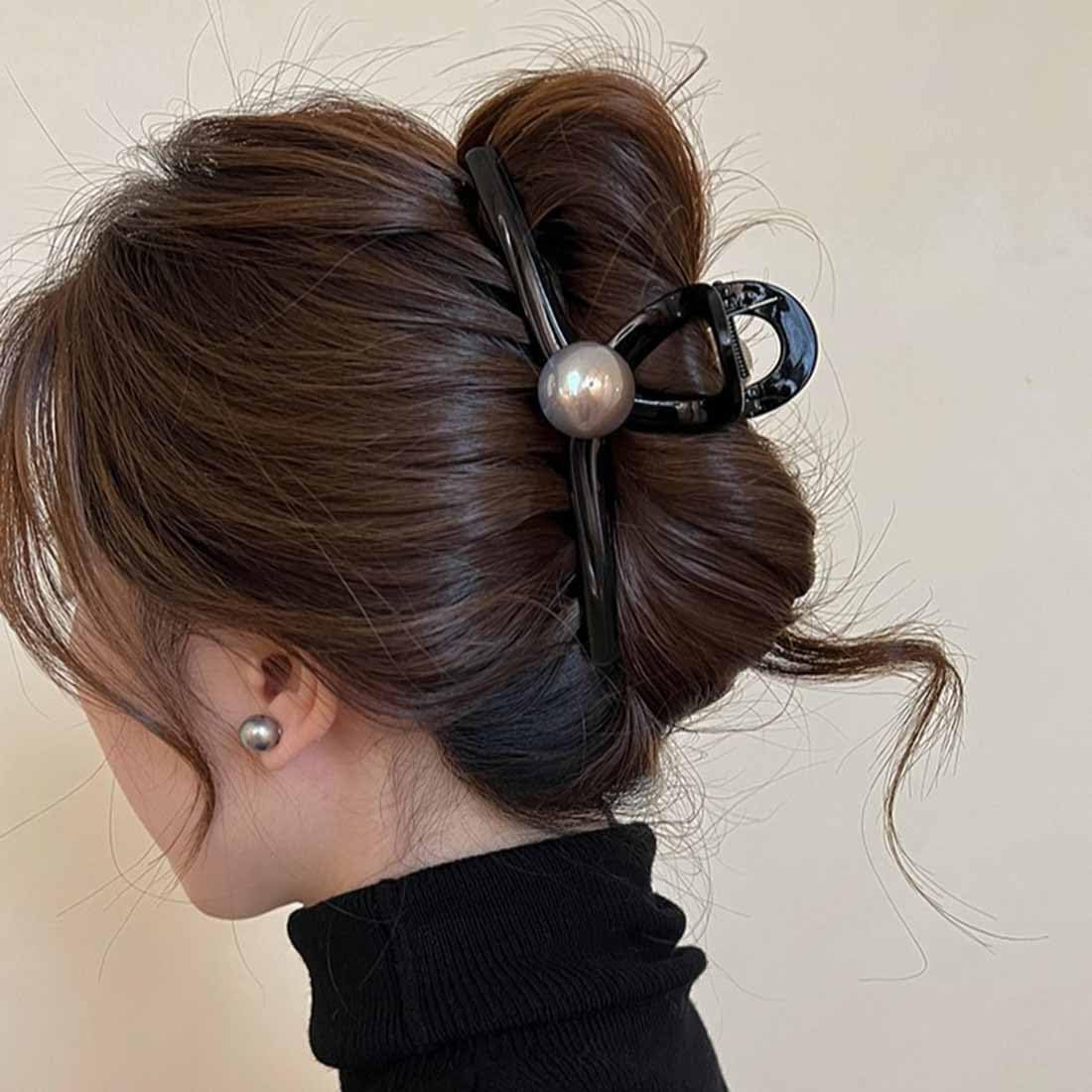 Resweky 2 Beads Brown Hair Clips Cute Hair Clips for Women and Girls (Brown, Small) image number 5