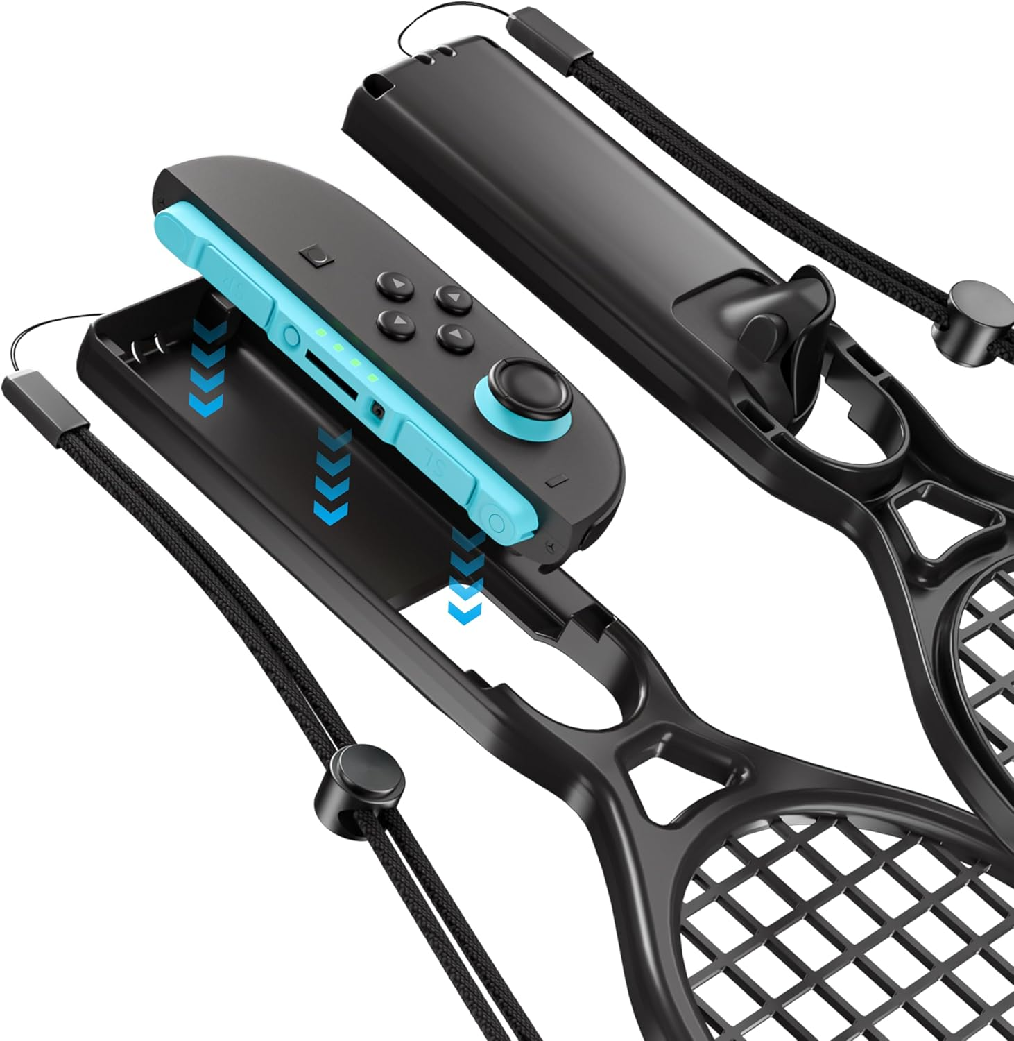 Tennis Racket Controller Attachment for Switch 2, 2-Pack, Black and Blue-Orange, 46G Each (Black) image number 4