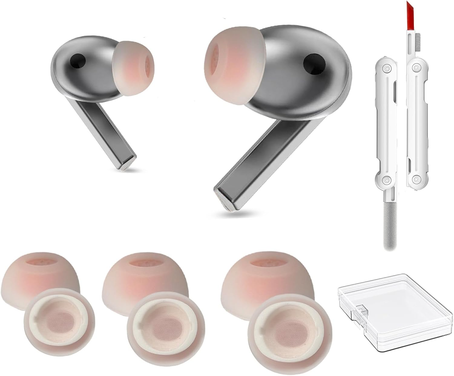 Galaxy Buds 3 Pro Replacement Ear Tips, Premium Silicone Earbuds with Cleaner Kit for Samsung Buds 3 Pro Earbuds, Secure Fit(Black)