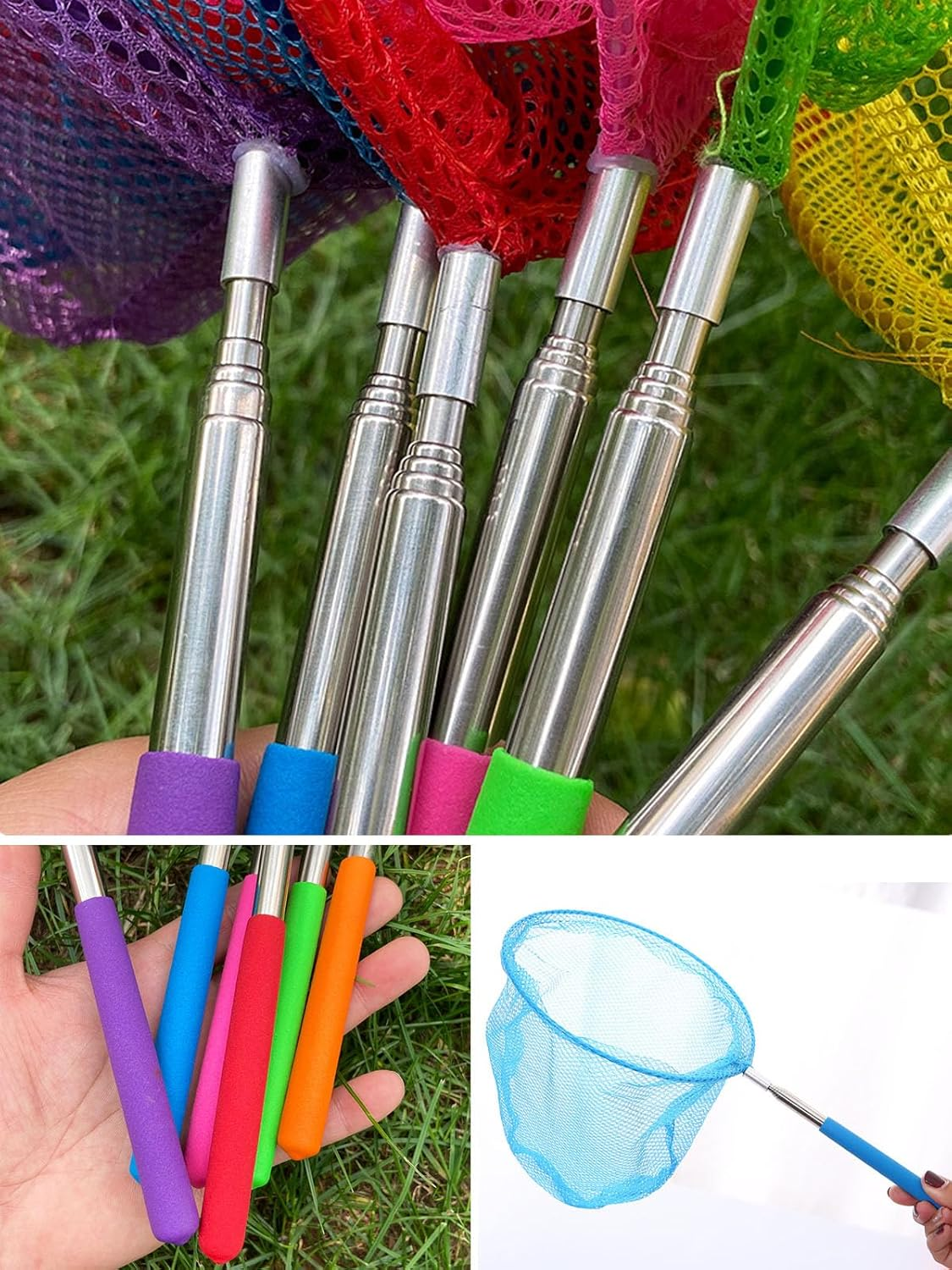 Butterfly Net 6 Pack, Telescopic Fishing Net Butterfly Catcher image number 1