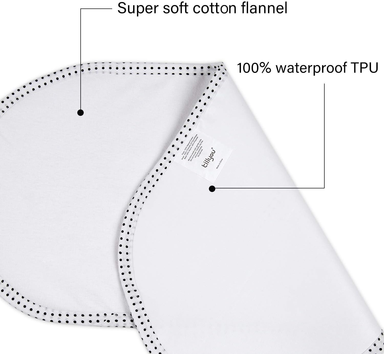 TILLYOU TPU Flannel Waterproof Changing Pad Liner and Covers Diaper Changing Pads for Baby Size 11.5X23 6 Count - Grey image number 4