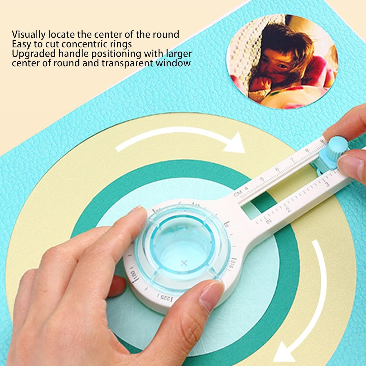 Circular Paper Cutter, 360 Degree Rotary Circle Cutter Cut Paper Trimmer Scrapbooking Tool, Circular Rotary Cutter for Art and DIY Crafts, Cards Making image number 6