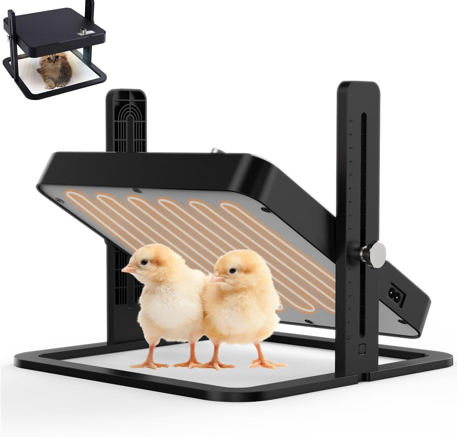 Upgraded Chicken Brooder Heating Plate with Adjustable Height & Angle, Thermostatic Control Chick Warmer Pad for Ducklings, Quail, and Birds (Temp-Adjust Brooder Heater) (Temp-Adjust)