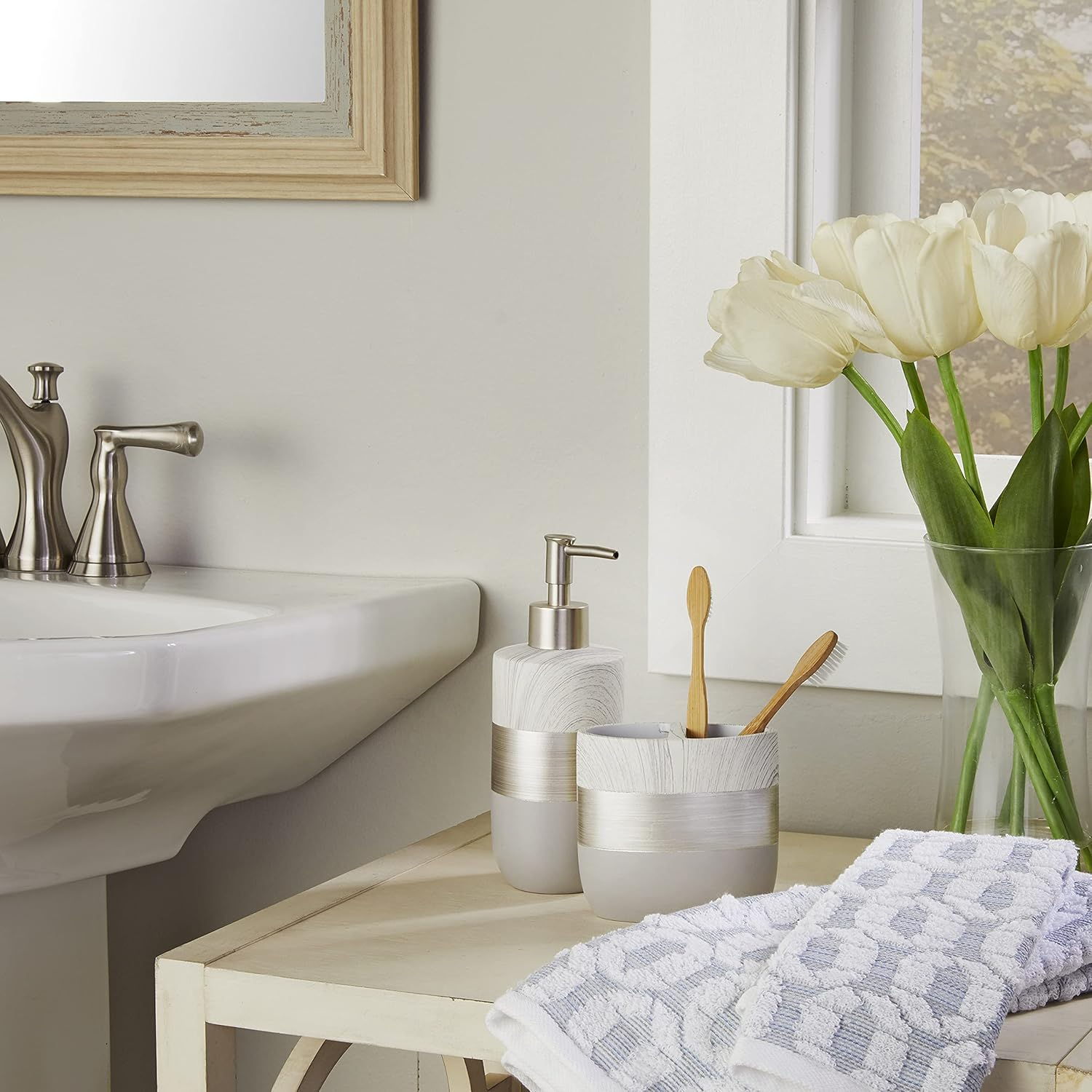 SKL Home by Saturday Knight Ltd. Liselotte Soap Dispenser, Silver image number 4