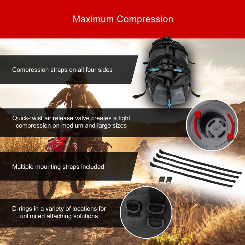 Tusk Dry Duffel Bag Medium (33 Liters) Top Load Black/Grey image number 2