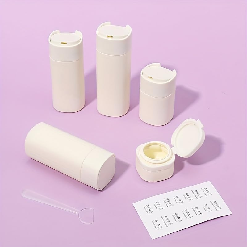 Mumoo Bear 5Pcs Travel Cream Dispenser Bottles Set Travel Bottles Toiletry Containers Set, TSA Approved, Travel Essentials, Beige, Modern image number 5