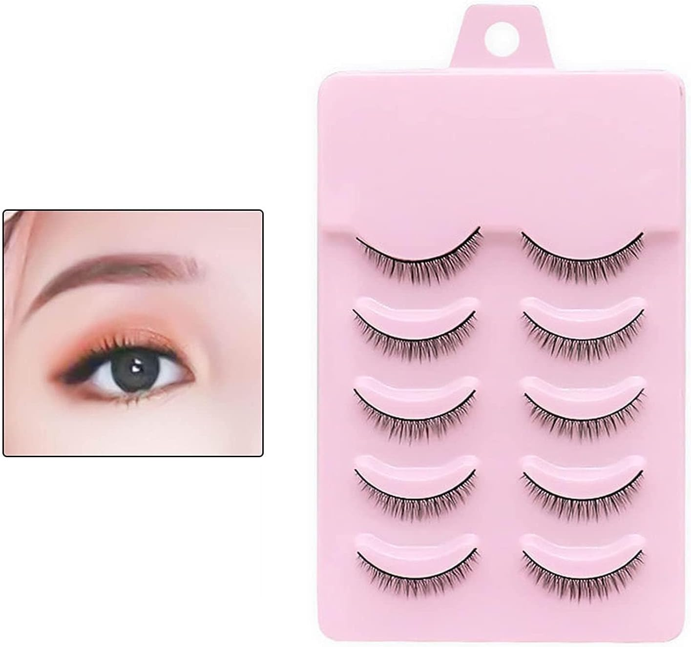 5 Pairs of Eyelashes, Eye Lashes, 8 Mm, Artificial Eyelashes, Fake Lashes, Natural Eyelashes, Thin Band, False Eyelashes, 3D Volume Eyelash Extensions, Curl Eyelashes image number 2