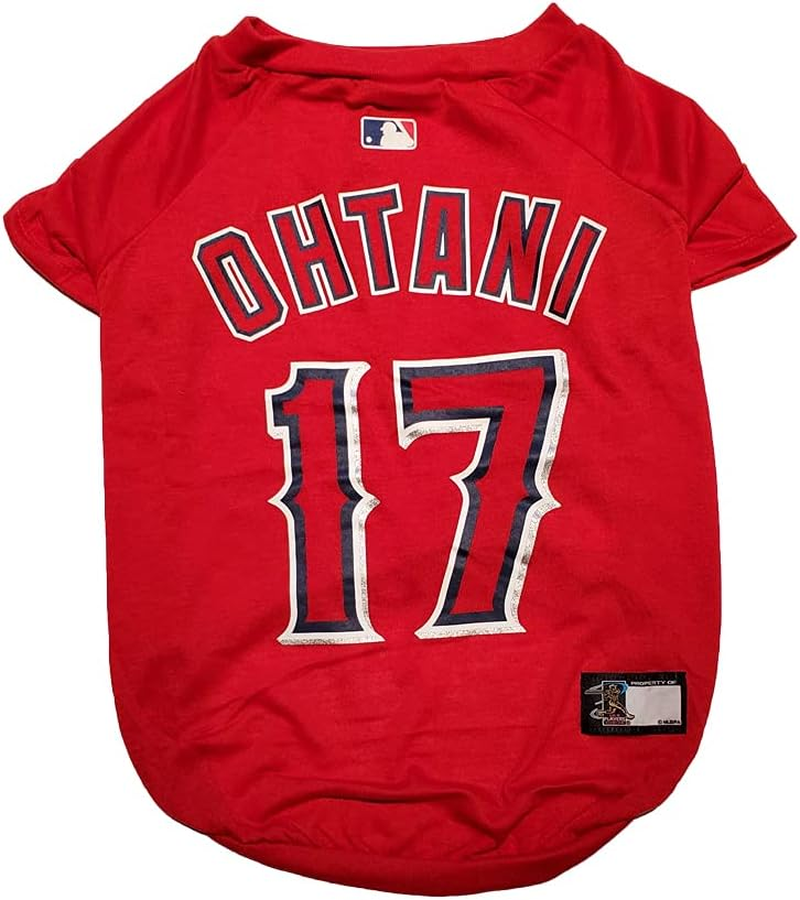 MLBPA SHOHEI OHTANI #17 TEE Shirt for Dogs & Cats. MLB Los Angeles Angels Dog T-Shirt, Large | Sports Dress for Pets | Licensed Sporty Dog Shirt. image number 3