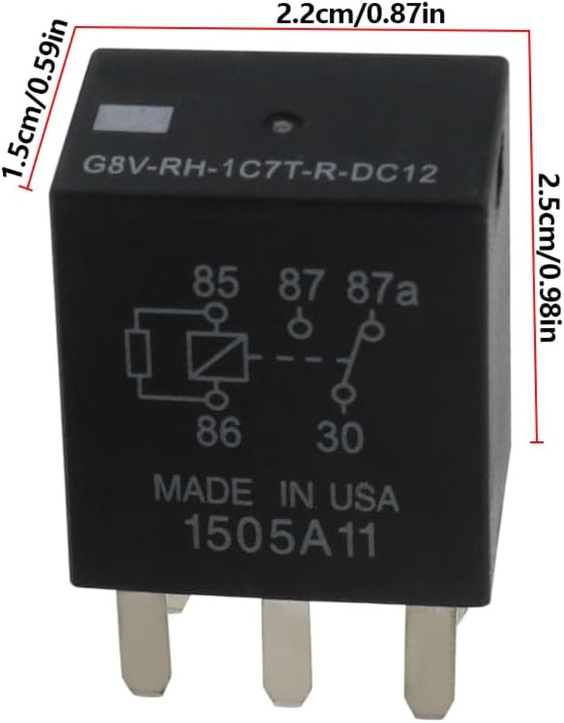 YINETTECH 2PCS 5 Pin Automotive Relay Replacement G8V-RH-1C7T-R-DC12V SPDT Car Relay Switch Auto Relay Contactor for Automobiles Ships Motorboats image number 2