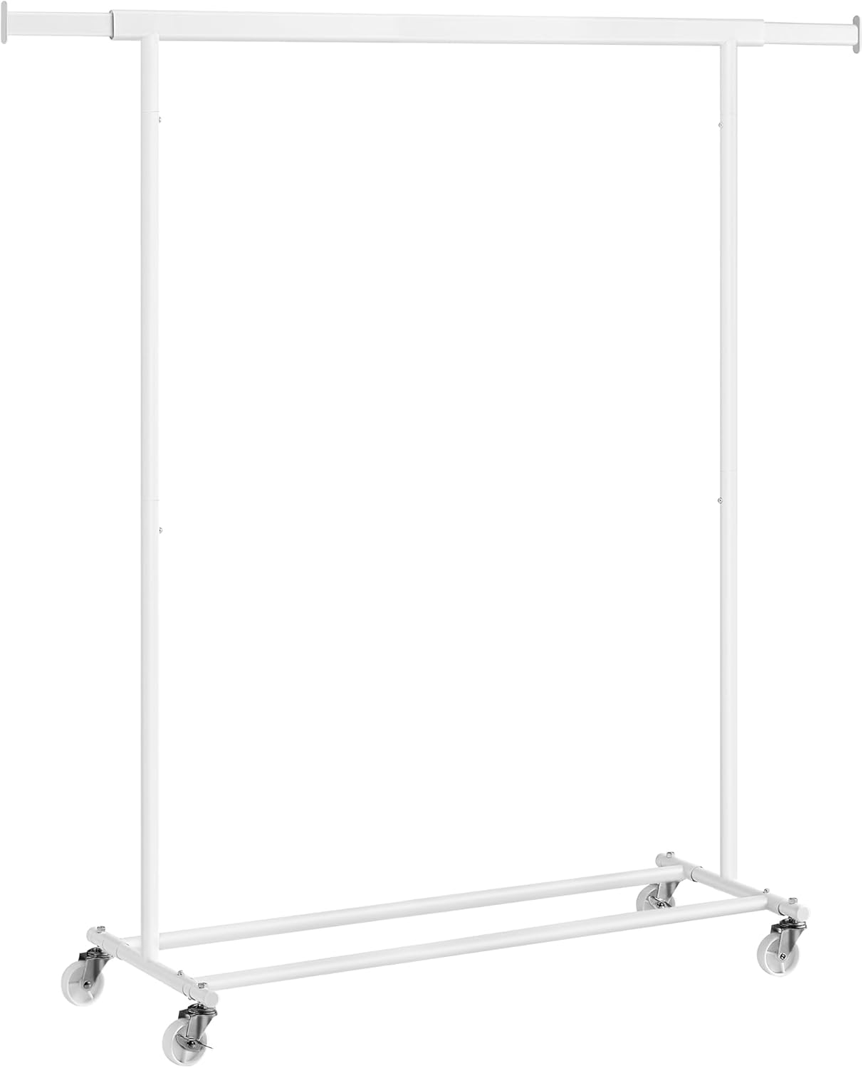 SONGMICS Clothes Rack on Wheels, Heavy Duty Clothes Rail, 45 X (92-132) X 161.5 Cm, with Extendable Hanging Rail, 100 Kg Load Capacity, Easy Assembly, Portable, White HSR013W01 image number 2