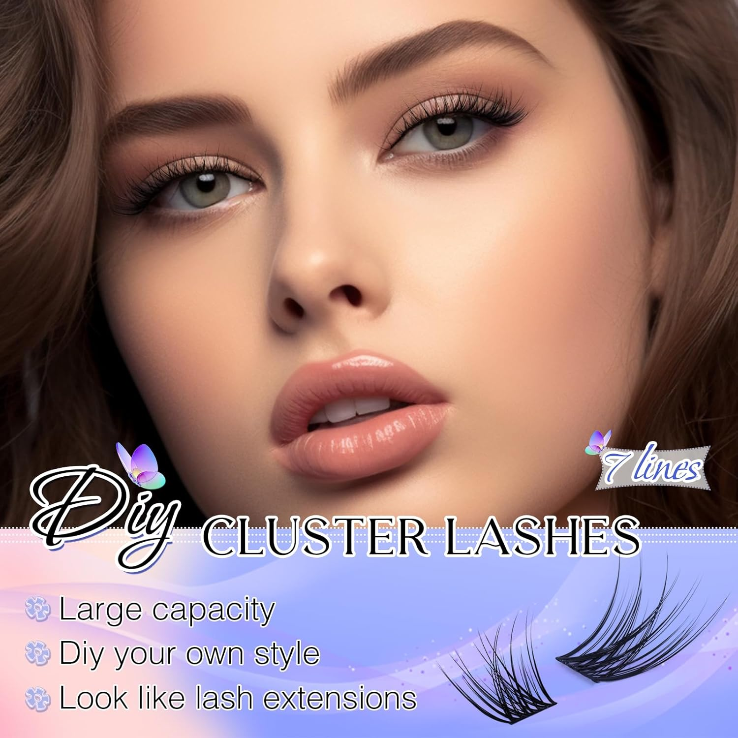 LZM Lash Clusters 84 Pcs C Curl Cluster Lashes Natural Look Wispy Eyelash Extension Eyelash Clusters Thin Band & Soft DIY at Home Mix Length 8-14Mm (WL16) image number 2