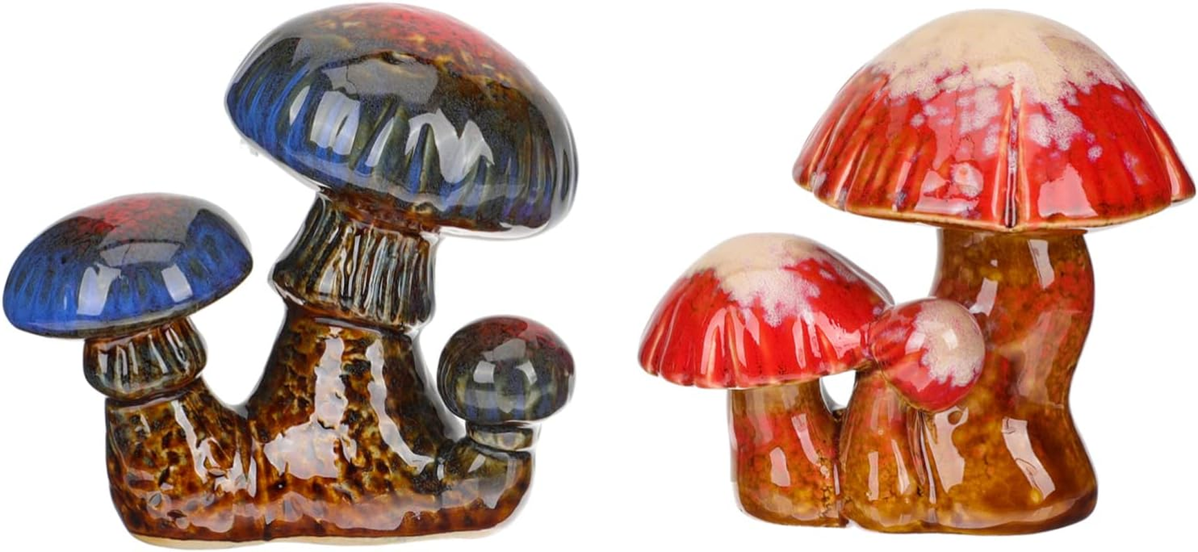 STOBAZA 2Pcs Simulated Mushroom Decor Ceramic Mushroom Statues Plant Pot Decors for Outdoor Gardening image number 5