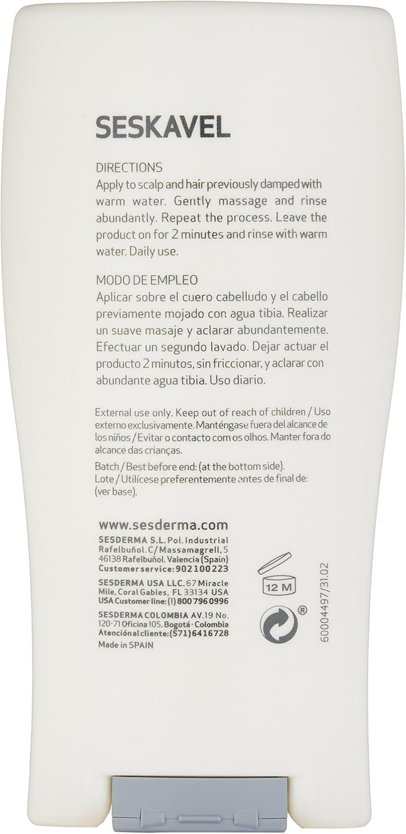 Sesderma Seskavel Shampoo Pack of 2 X 200 Ml image number 3