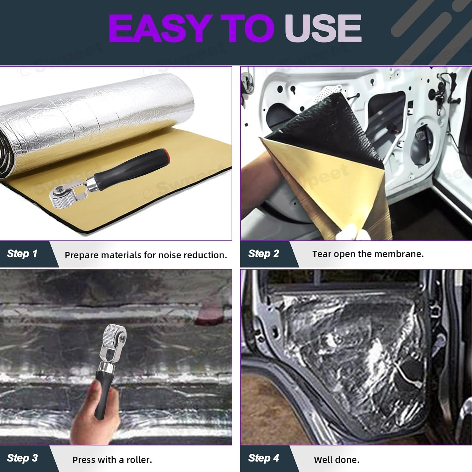 Swpeet 5Pcs 5Sizes Car Sound Deadening Roller Set, Auto Noise Roller Car Sound Deadener, Metal Installation Tool for Auto Car Sound Deadener, Installation Tool Rolling Wheel Interior Accessories image number 1