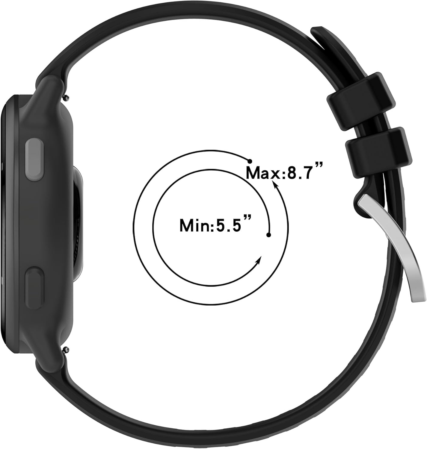 Replacement Band Intended for Garmin Venu 3S/ Venu 2S/ Vivoactive 3S/ Vivoactive 4S Smart Watch Band, 18Mm Soft Silicone Washable Straps Wristbands Accessoy - Black image number 6