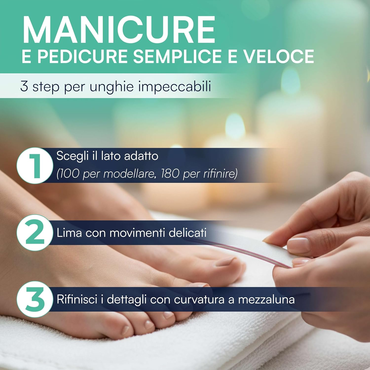 Tempo Di Saldi 100 Half Moon Lime Bilateral Grain 100/180 for Nail Art Reconstruction image number 3