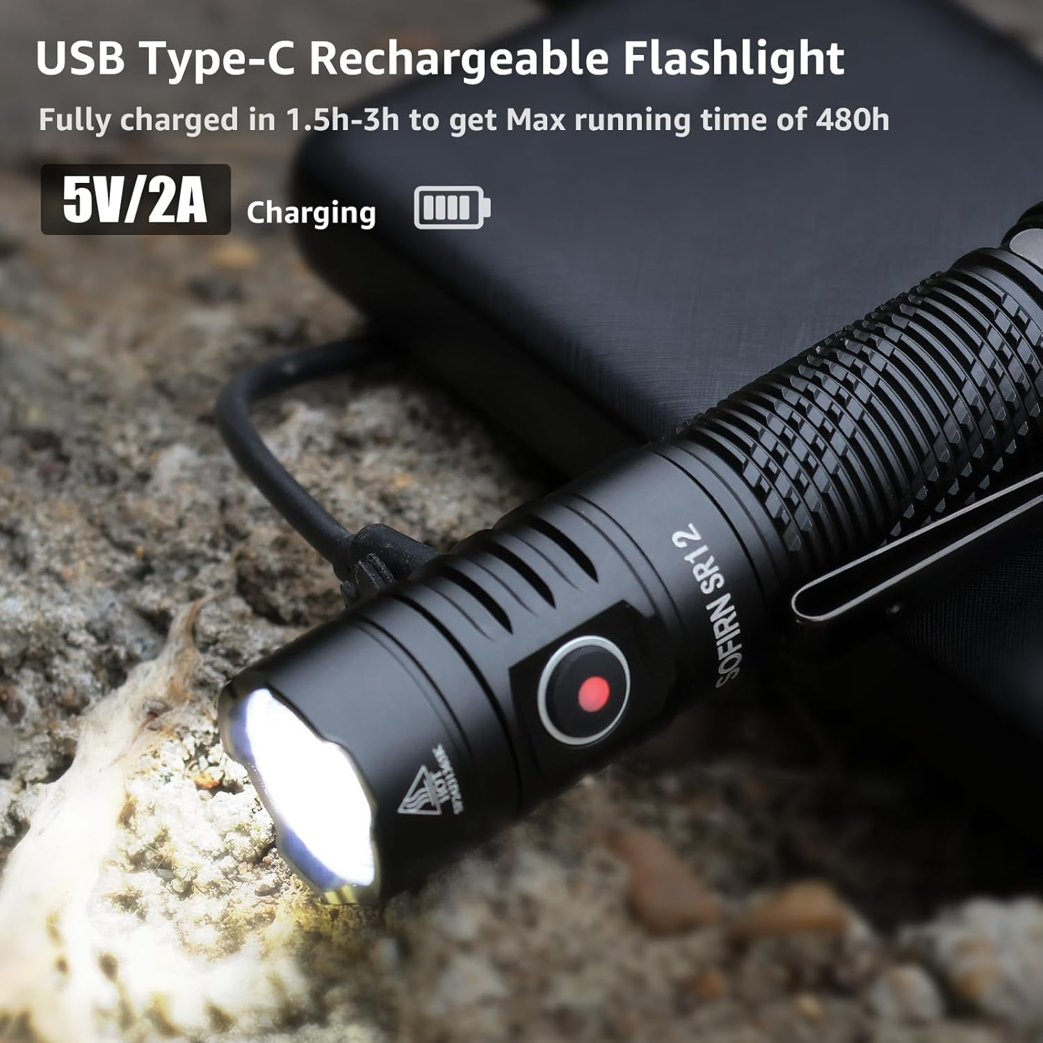 Sofirn SR12 Torch, Small EDC Pocket Flashlights High Lumens, Rechargeable Flashlight for Emergencies, 1300Ft Long Throw Spotlight, IP68 Waterproof Flashlight, Simple UI Compact Lightweight image number 5