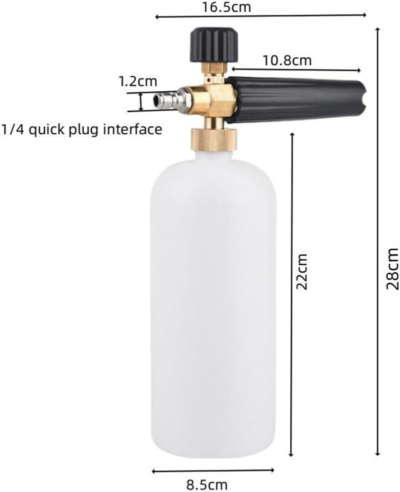 High Pressure Washer Foam Cannon Kit with 1/4&rdquo;Standard Quick Connector,1 L Bottle Snow Foam Lance,5 Adjustable Pressure Washer Spray Nozzle Tips for Car Floor Deck Windows Cleaning image number 1