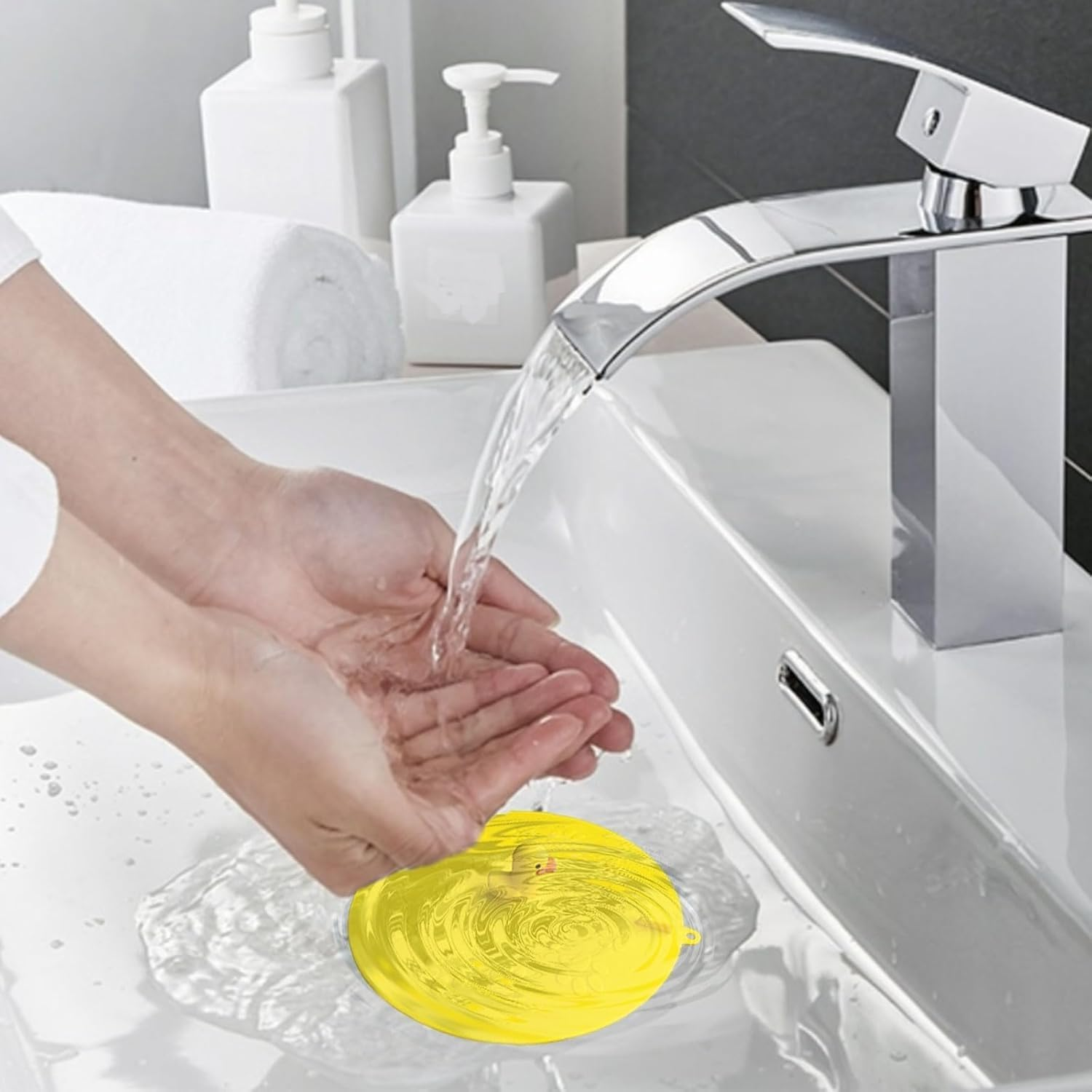 Bathtub Stoppers Drain Plug Cover, Cute Silicone Bath Drain Cover,Tub Stopper Flat for Shower Bathroom Laundry,Universal Sink Stopper Kitchen Drain,1 Pack Floor Drain Backflow Preventer (Yellow) image number 1