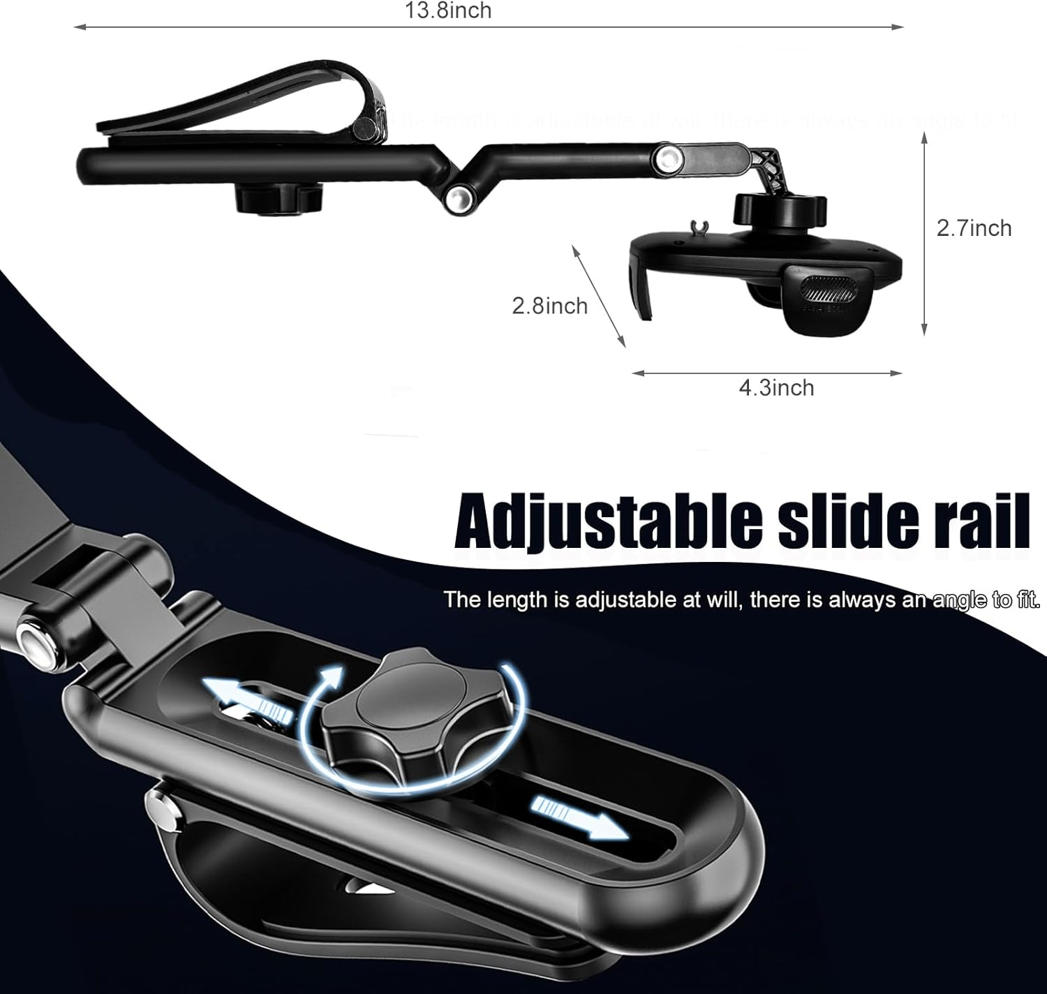 Car Phone Holder Mount,360&deg;Rotatable Retractable Car Phone Holder,Multifunctional Adjustable Mount Cell Phone Holder for Car,Universal Phone Holder for Mobile Phones image number 1