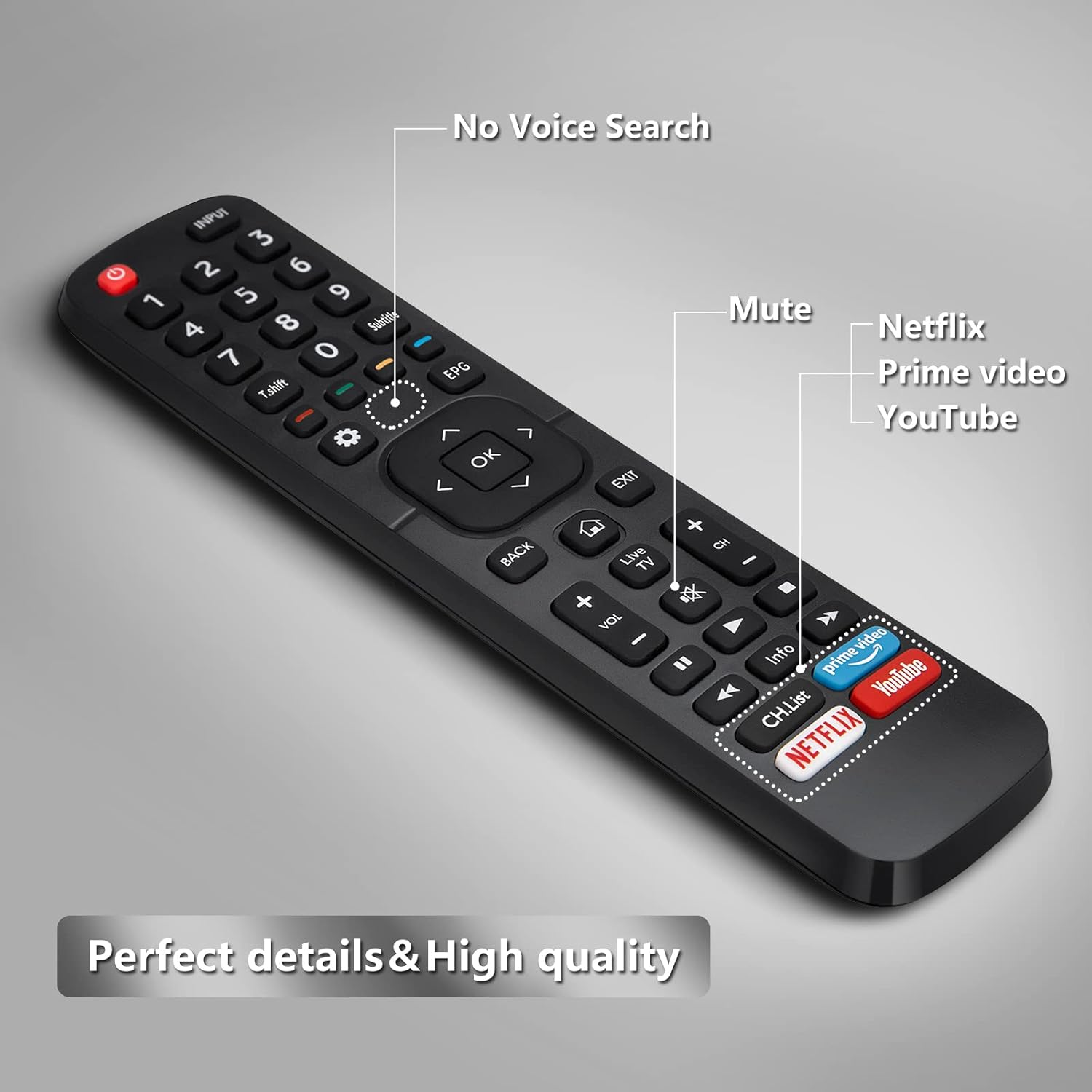 Universal Remote Control for Hisense LED Smart Tvs, Replacement Remote EN2B27 with Netflix, Prime Video, Youtube Buttons image number 6