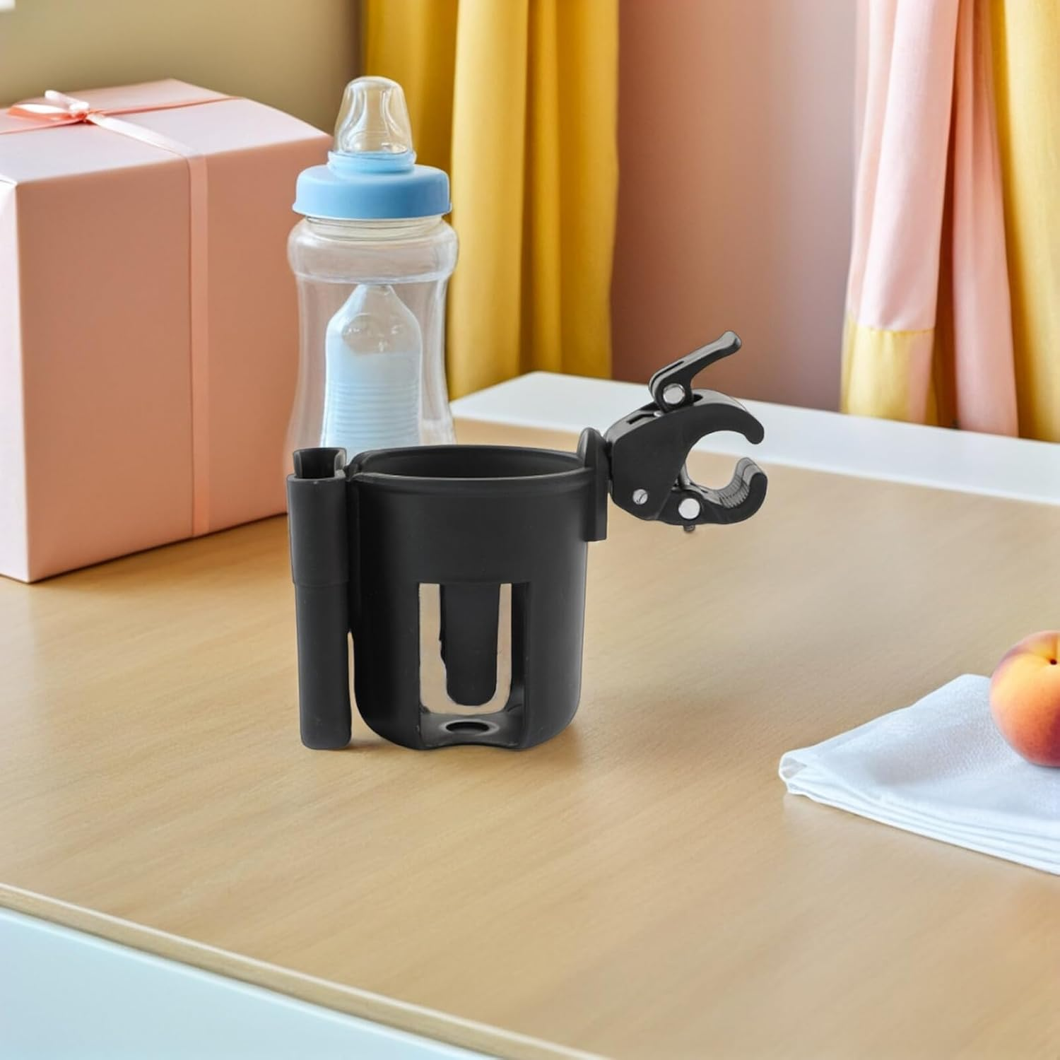 UPKOCH 2Pcs Stroller Cup Holder Phone Holder Universal Pram Bottle Rack Black Stroller Accessories for Travel and Outdoor Use image number 2