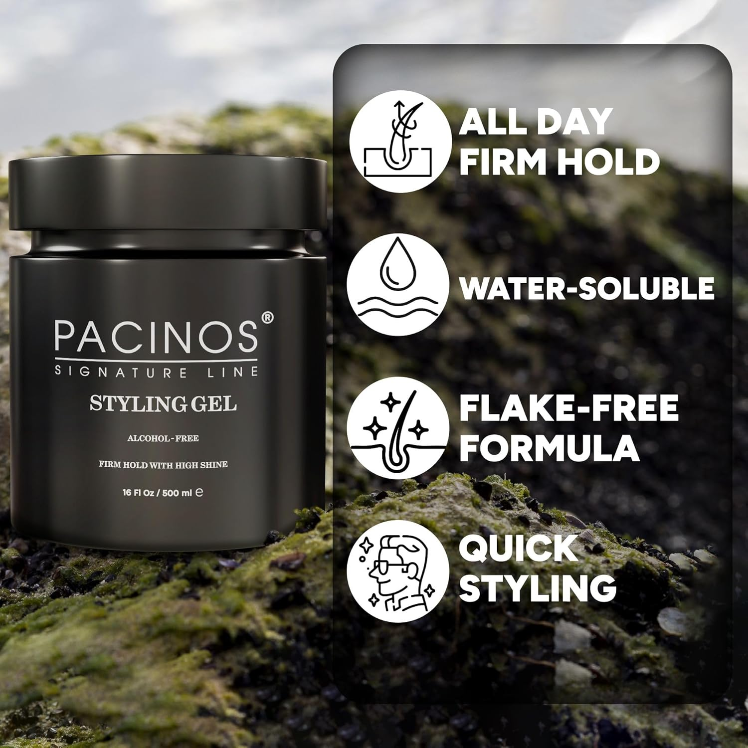 Pacinos Hair Styling Gel 500 Ml &ndash; Men'S Hair Gel &ndash; Strong Hold &ndash; No Gluing and No Residue &ndash; Alcohol Free &ndash; Fresh Fragrance &ndash; Hair Gel &ndash; Wet Hair Look &ndash; Water-Soluble Formula image number 4