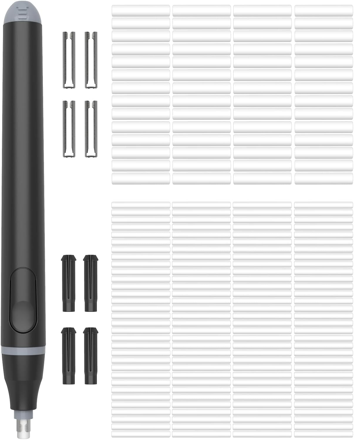 Electric Eraser with 220 Refills (80X5Mm+140X2.3Mm) Battery-Powered Automatic Pencil Eraser Dual-Size Eraser Tips (2.3Mm & 5Mm) for Artists Students Sketching Engineers Includes Cleaning Brush (Black)