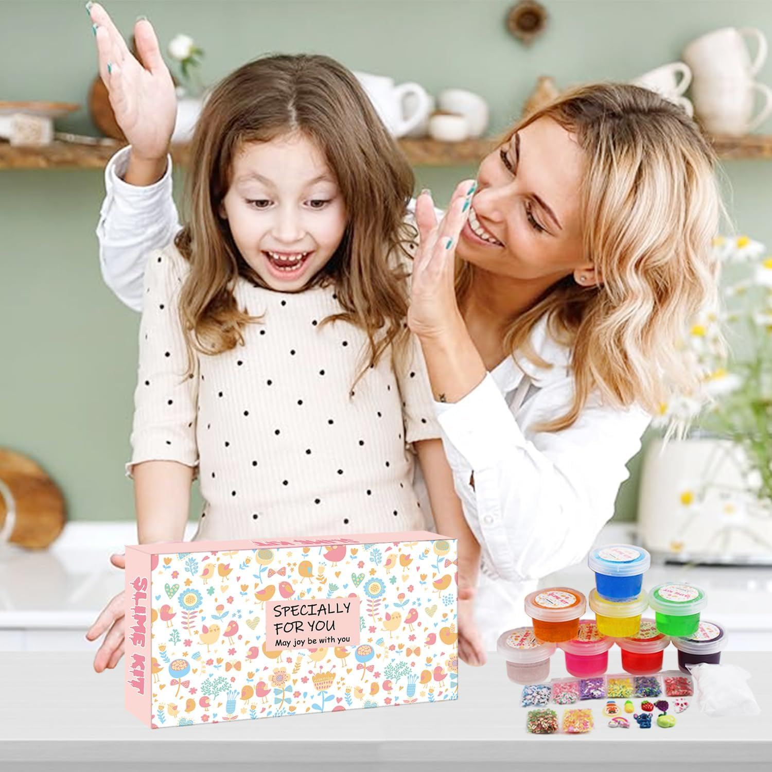 1KG Jelly Cube Clear Slime Kit 8 Pack for Kids, Crunchy Water Slime with Peachybbies, Stress Relief Toy, Party Favors for Girl Boys 6 7 8 9 10 11 12 image number 2