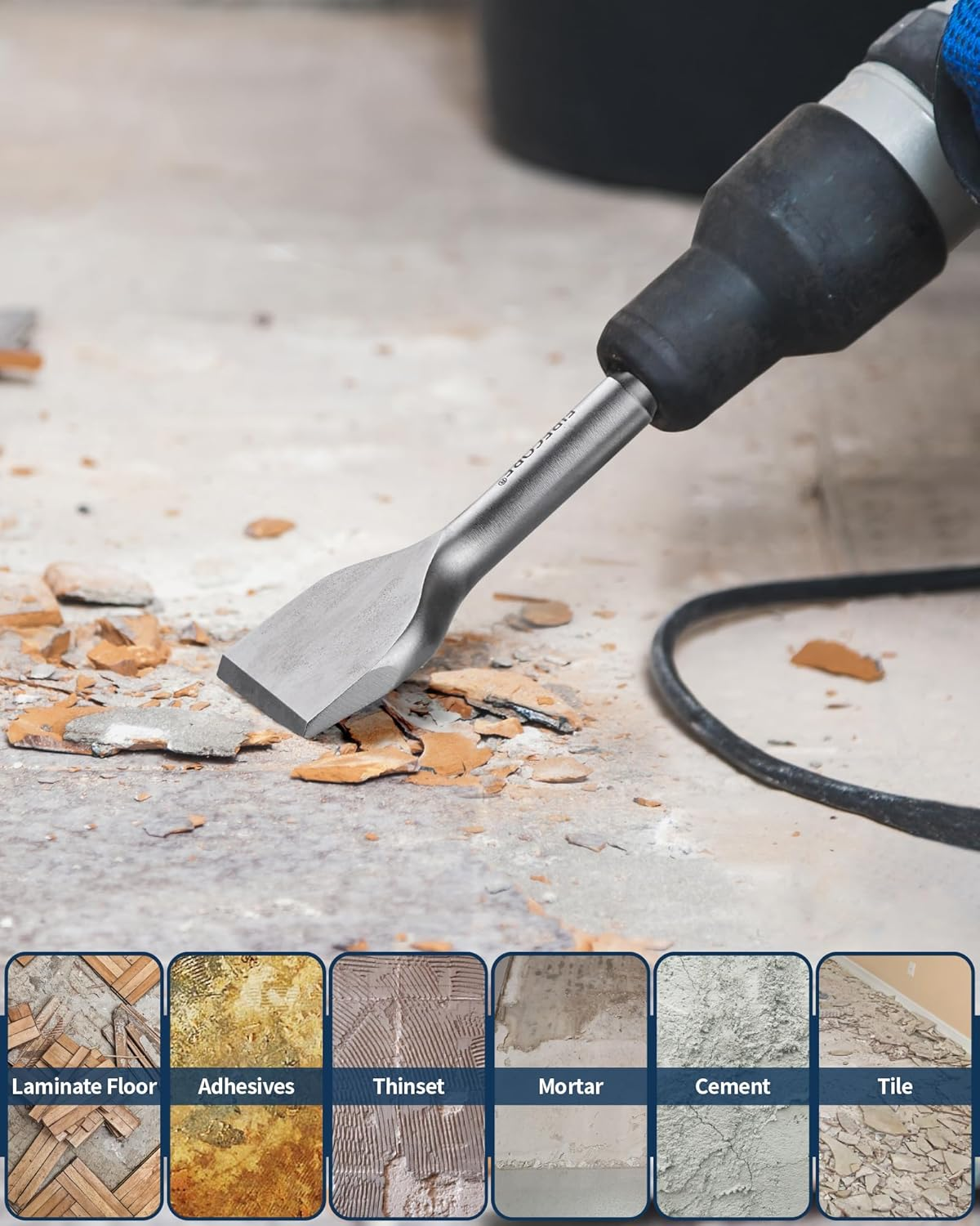 Firecore Sds-Plus Wide Flat Chisel 75X165Mm（3" X 6.5"） Bent Tile Scraping Jackhammer Drill Chisel（Fs18365） image number 1