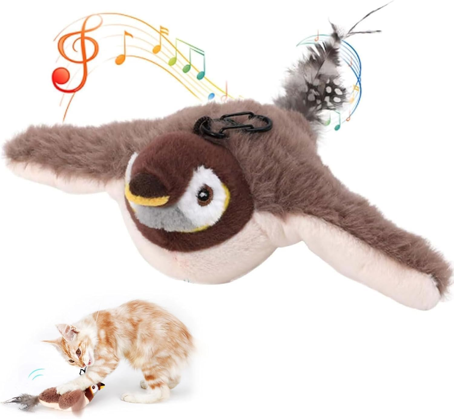 Interactive Cat Bird Toy, Flapping Wings Sparrow Catnip Toys, Vivid Chirping, Simulation Bird Singing Cat Toy, Electric Interactive Cat Toys for Indoor Cats, Rechargeable image number 5
