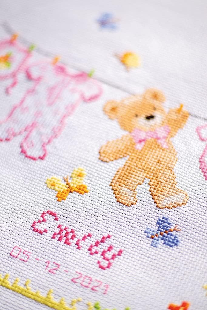 Vervaco Embroidery Kit, Birth Bear (14 Count), 22X20Cm
