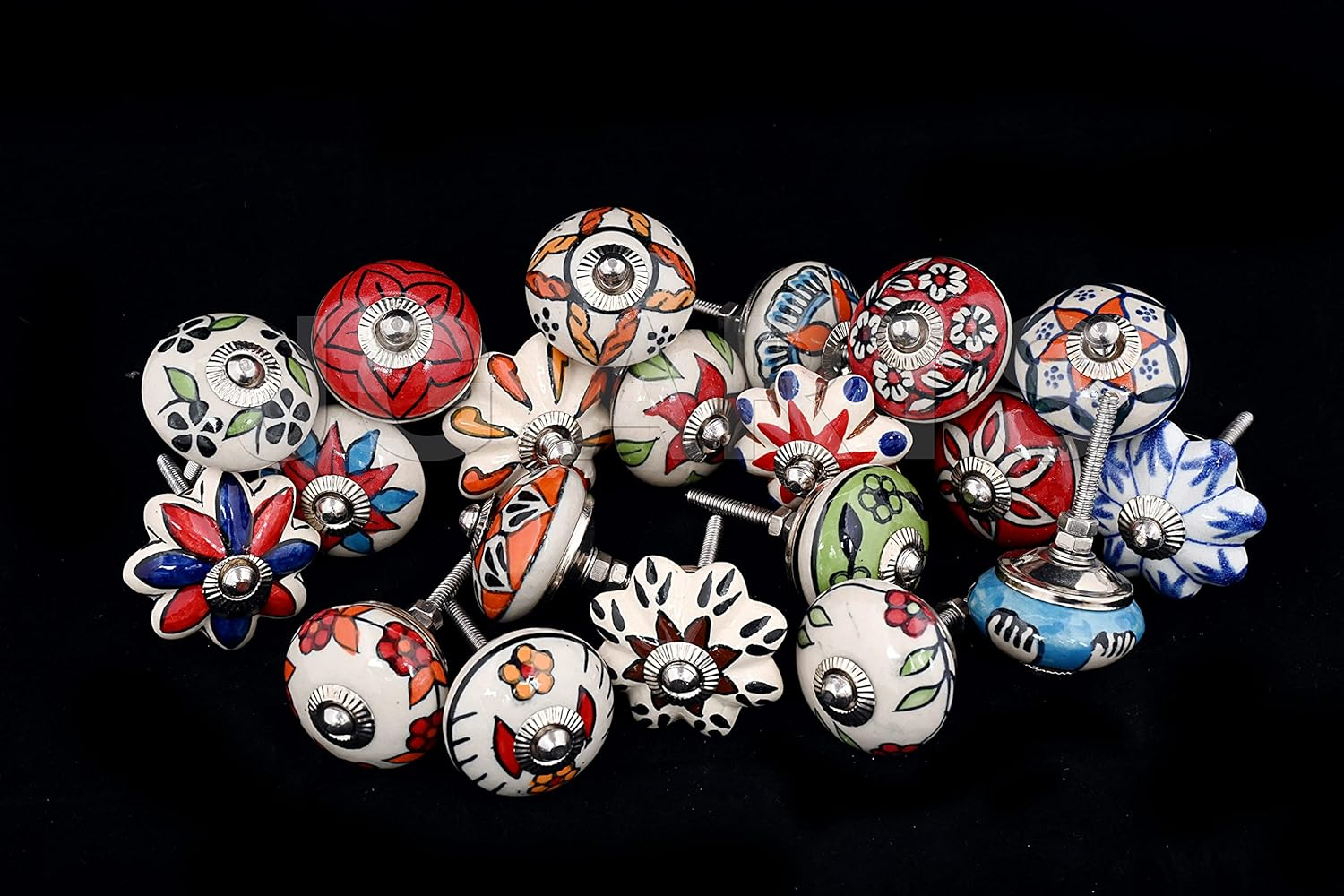 JGARTS 30 Knobs Assorted Rare Hand Painted Ceramic Knobs Cabinet Drawer Pull Pulls Drawer Puller Chrome Hardware image number 1