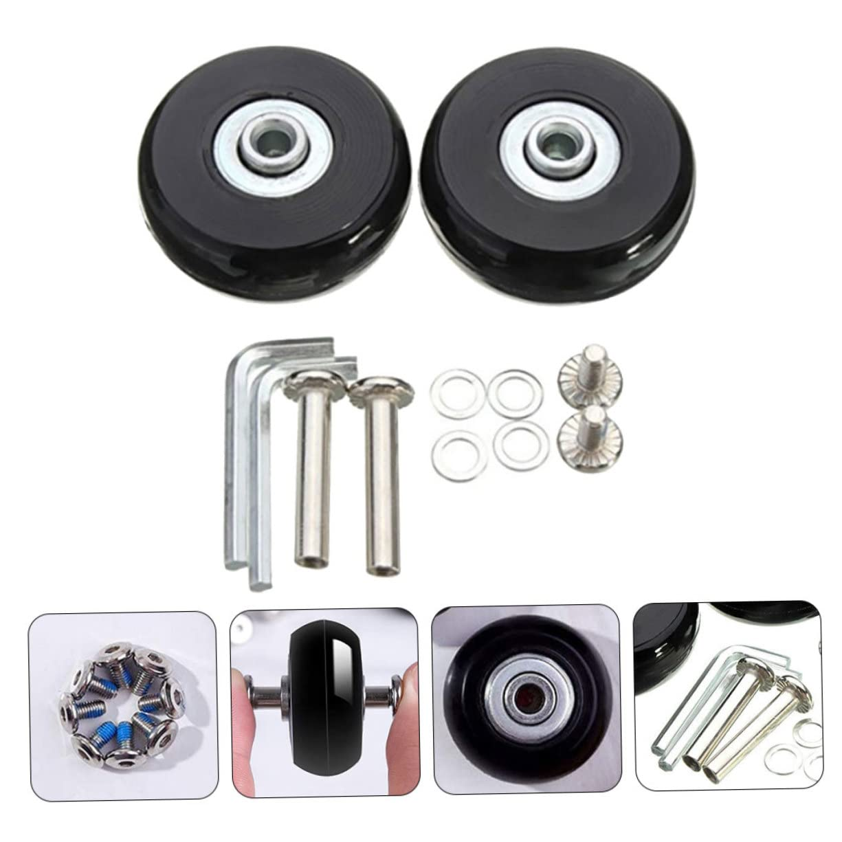 CIYODO 41X18Mm Luggage Replacement Wheels with Axle and Wrench, Wear-Resistant Suitcase Repair Kit for Travel Bags, Suitcase Bearings for Trolley Case Maintenance