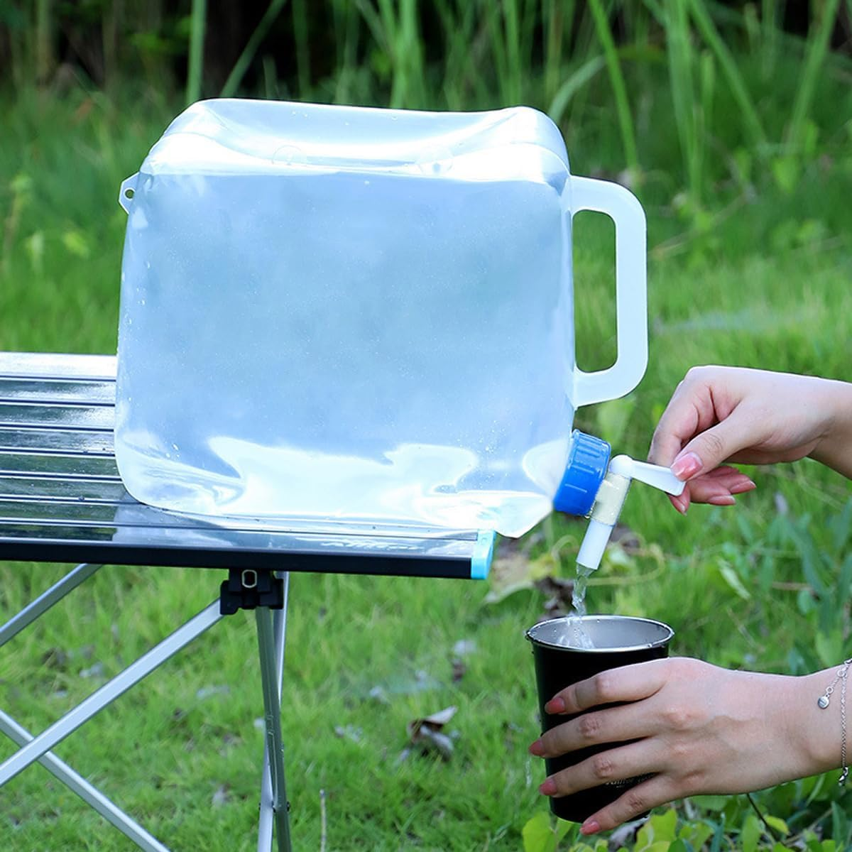 AIMALL 3Pcs Folding Camping Water Containers with Spigot &ndash; 10L 15L 20L Bpa-Free PE Portable Water Storage Buckets with Faucet and Handle for Outdoor Hiking Self-Driving Tour image number 5