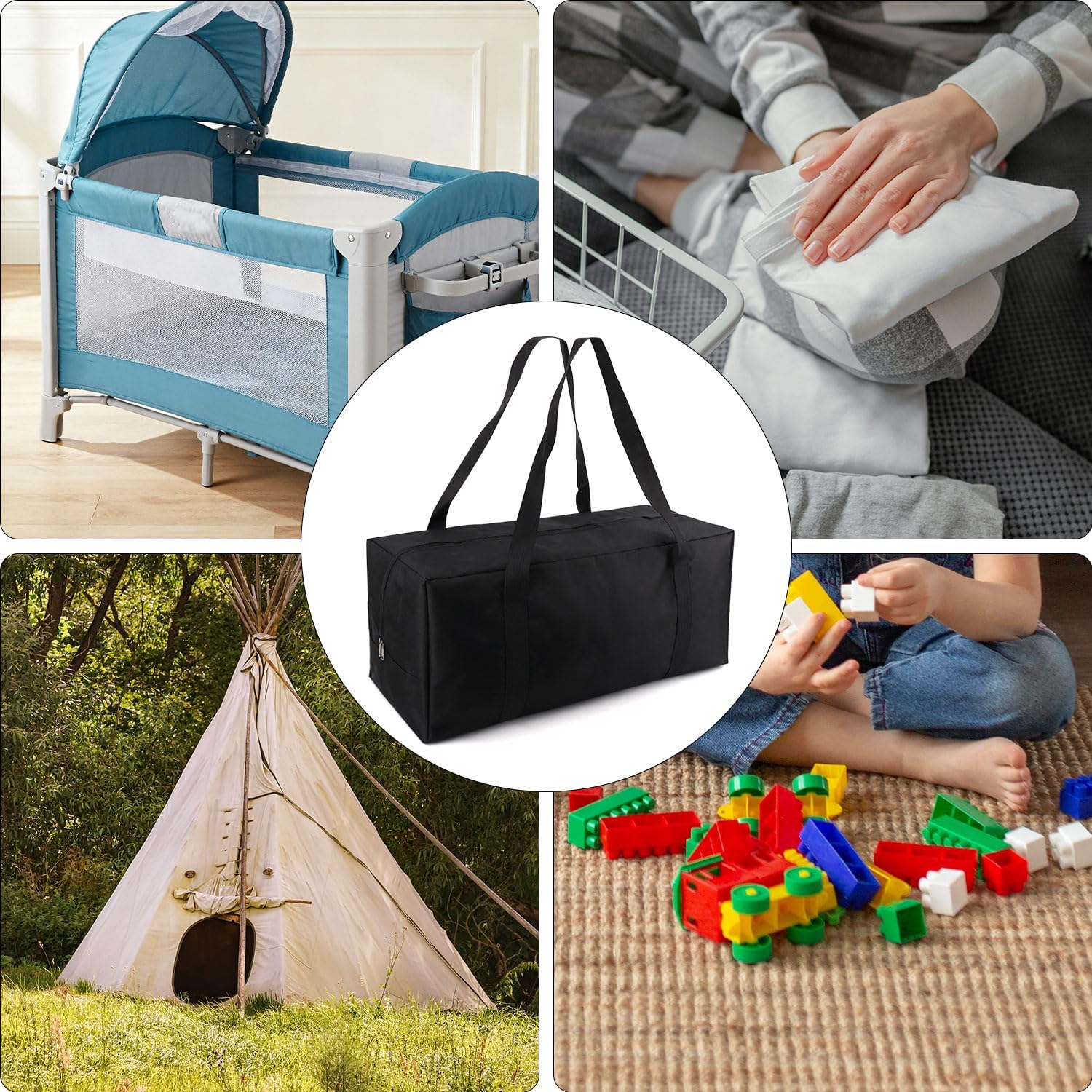 Carry Bag for Graco Pack N Play, Oxford Cloth Foldable Duffle Bag with Zipper and Handle for Travel and Storage