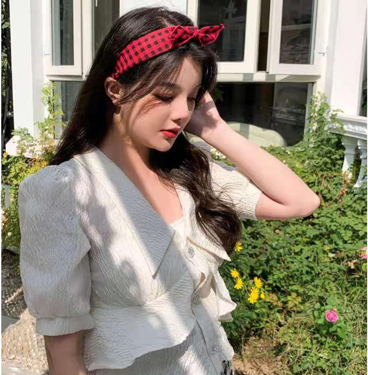 Plaid Bow Headbands for Women Christmas Bandana Headband Tartan Headband Rabbit Ear Cute Holiday Headbands Hair Accessories image number 4