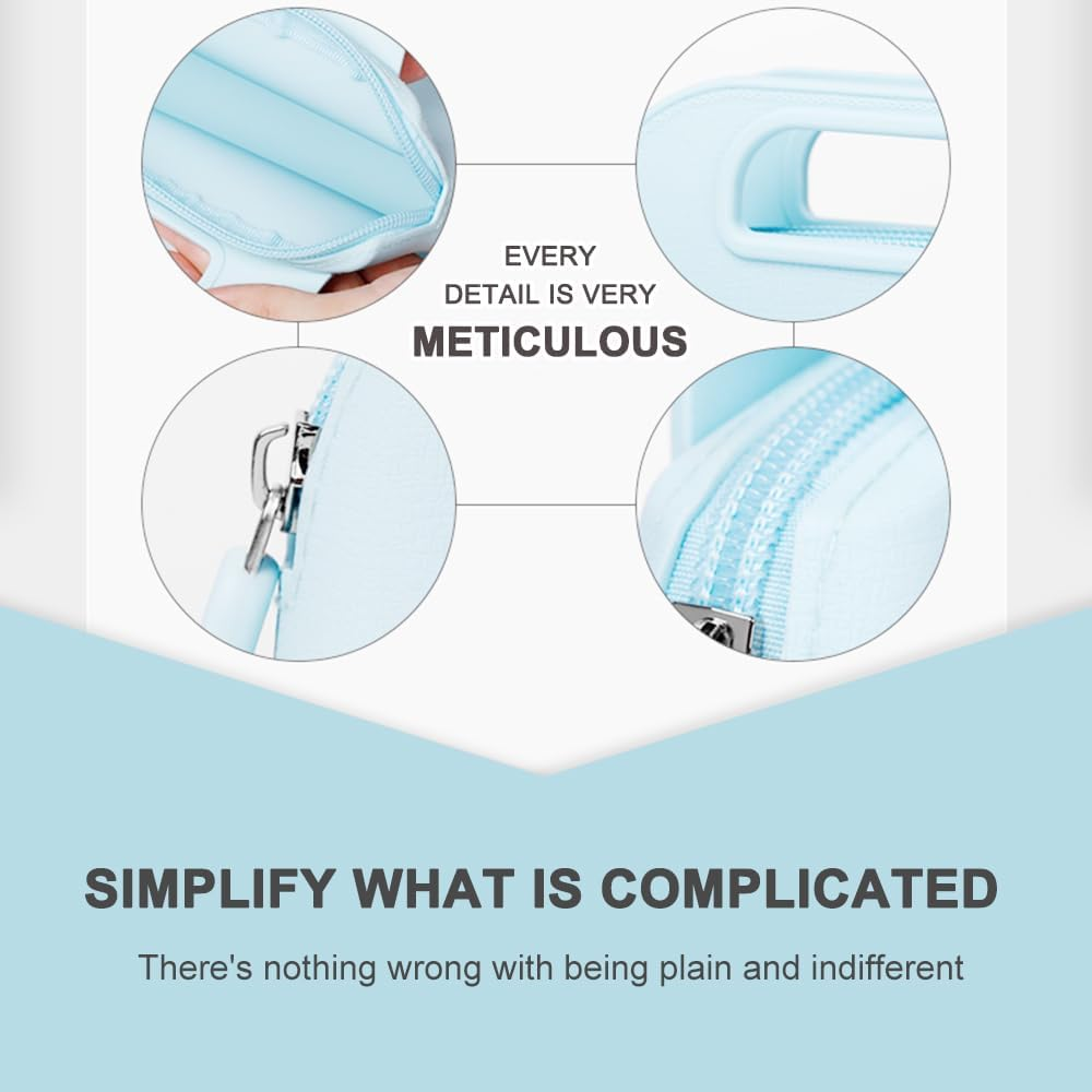 DDPOND Mini Cosmetic Bag, Compact and Convenient Waterproof Makeup Bag, Silicone Wallet, Phone Bag (Blue) image number 6