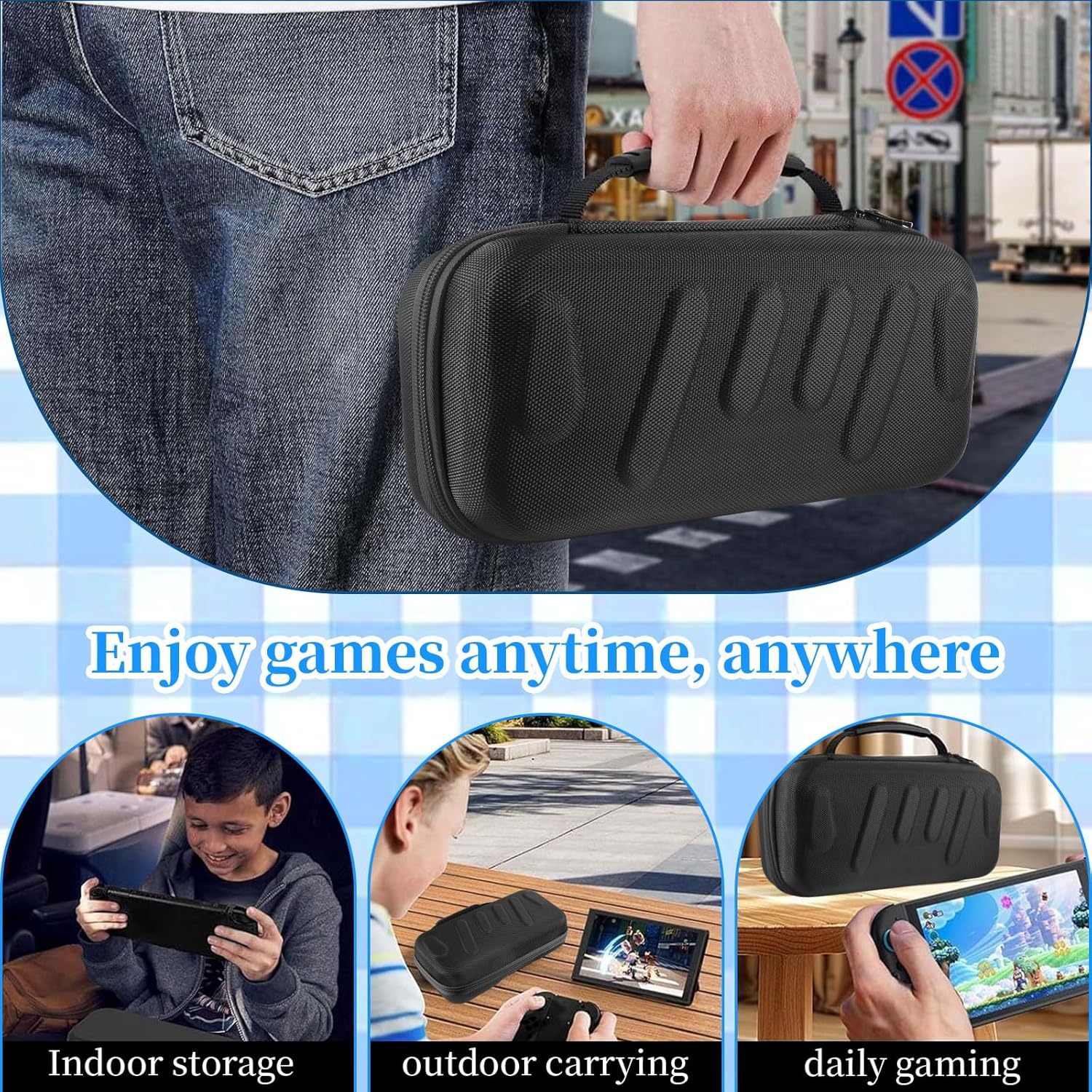 LUPAPA Carrying Case Compatible with Switch 2(2025) -Multifunctional Storage Box with 20 Game Card Slots Portable Storage Bag for Accessories, Protective Travel Handbag EVA Hard Bag (Black) image number 1
