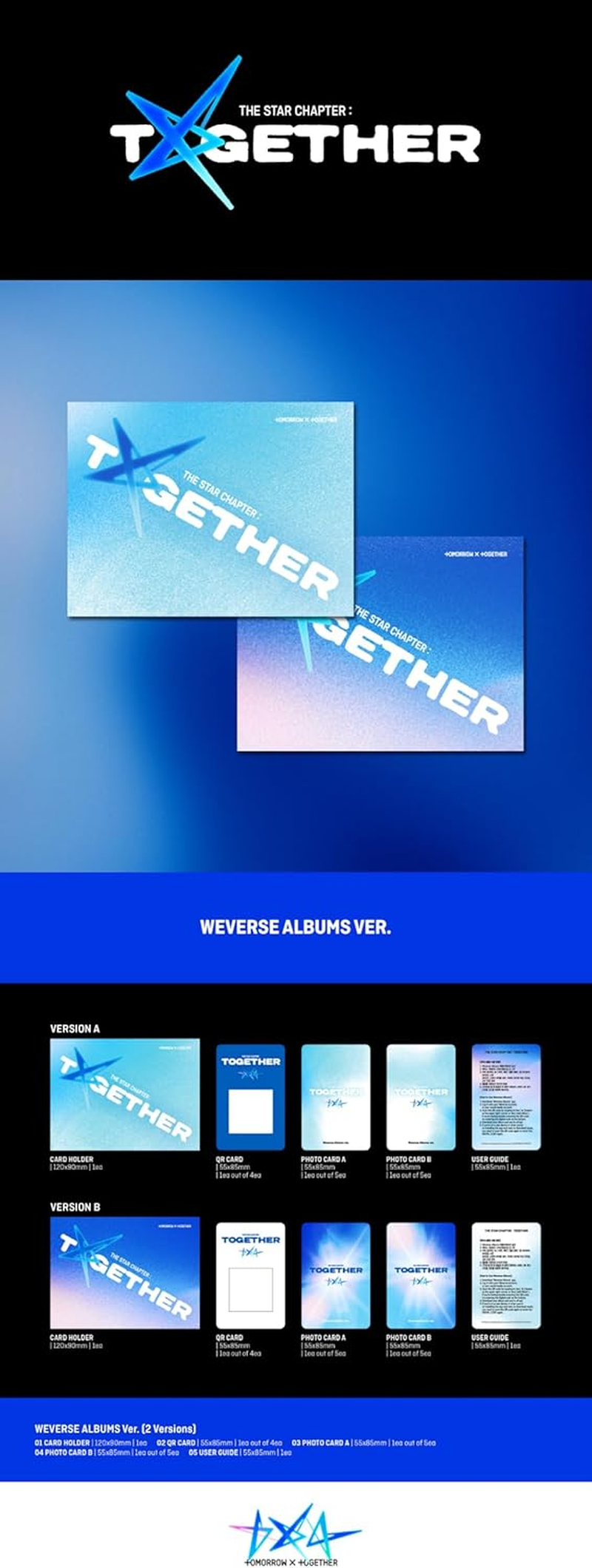 Tomorrow X Together TXT the Star Chapter : TOGETHER 4Th Album Weverse Albums Random Version Card Holder+Qrcard+Photocard+Guide+Tracking Sealed
